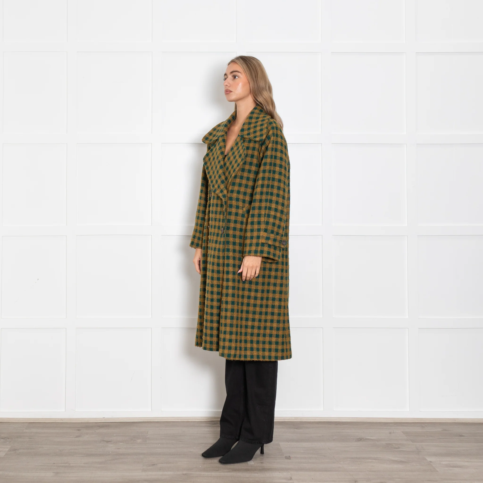 Sea New York Green and Mustard Check Coat - Image 3