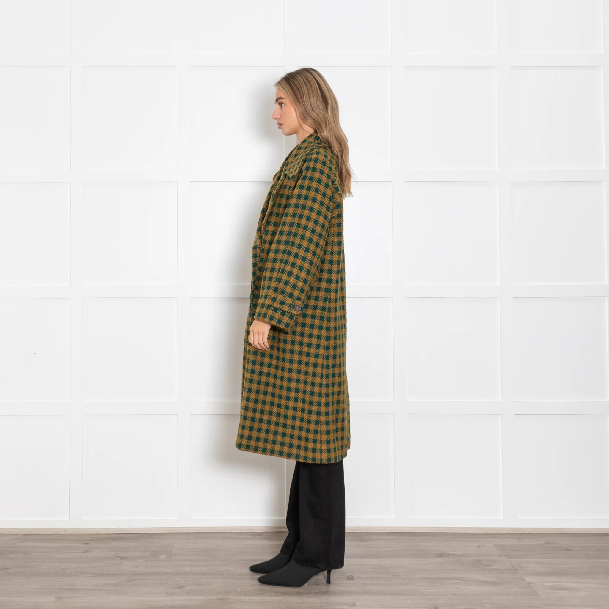Sea New York Green and Mustard Check Coat - Image 4