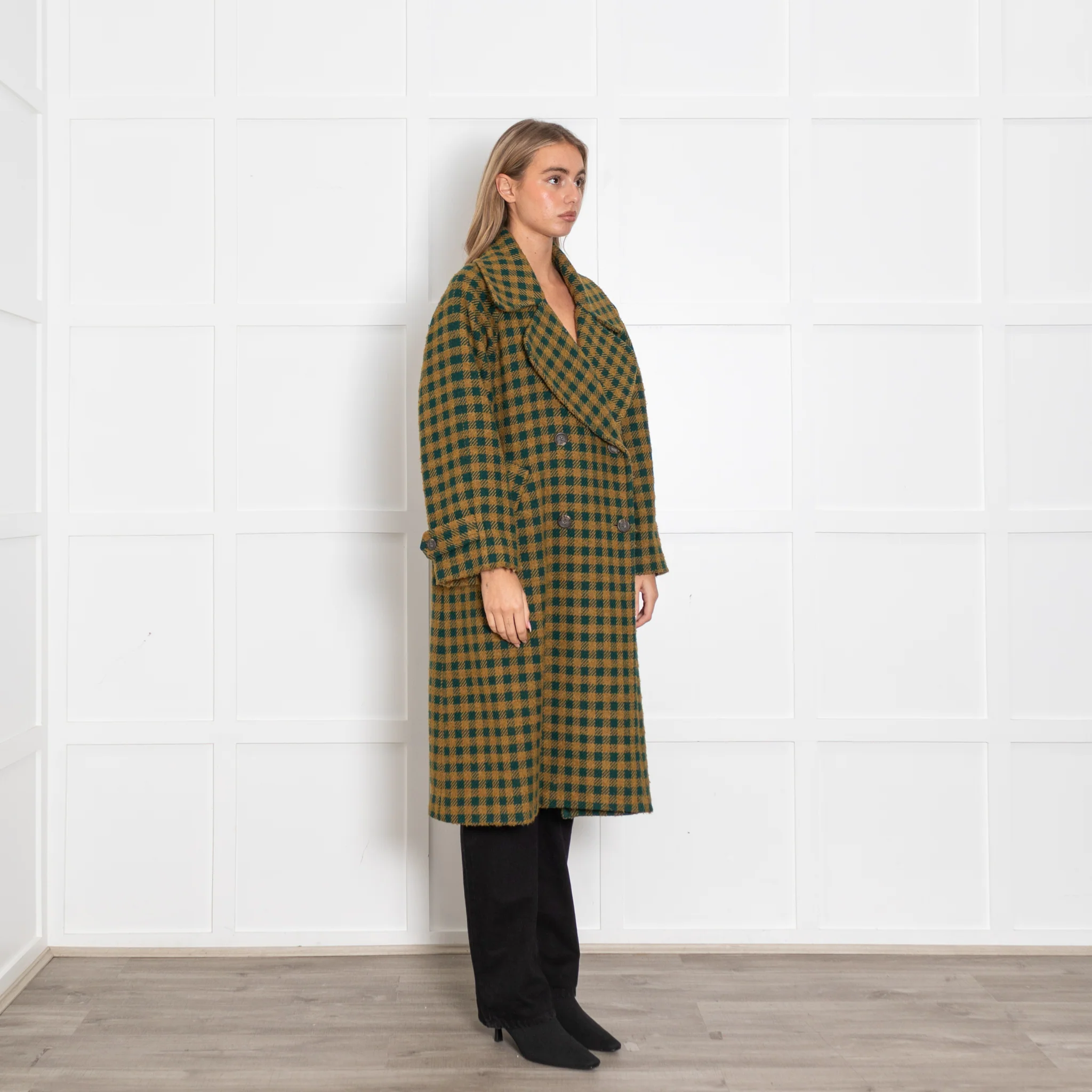 Sea New York Green and Mustard Check Coat - Image 7