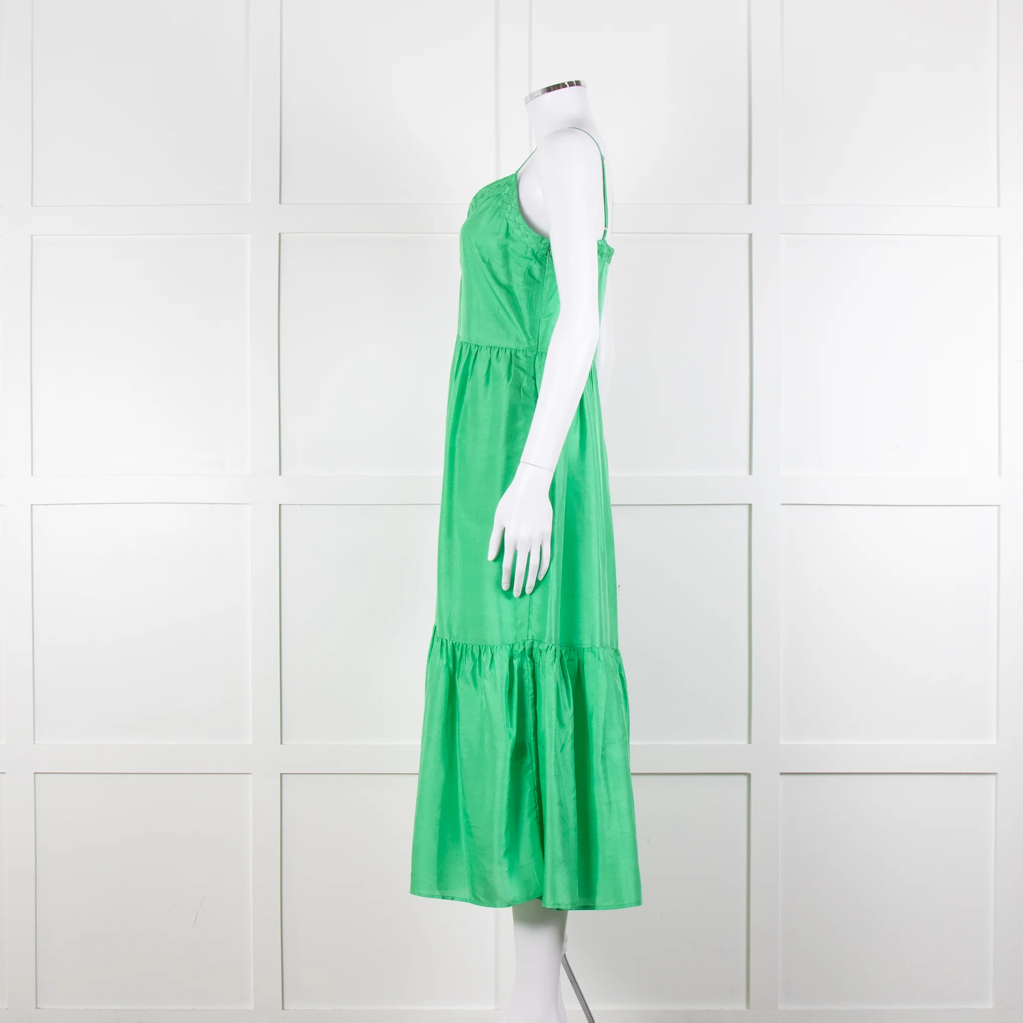 Sea New York Green Silk Dress with Braided Neckline - Image 3