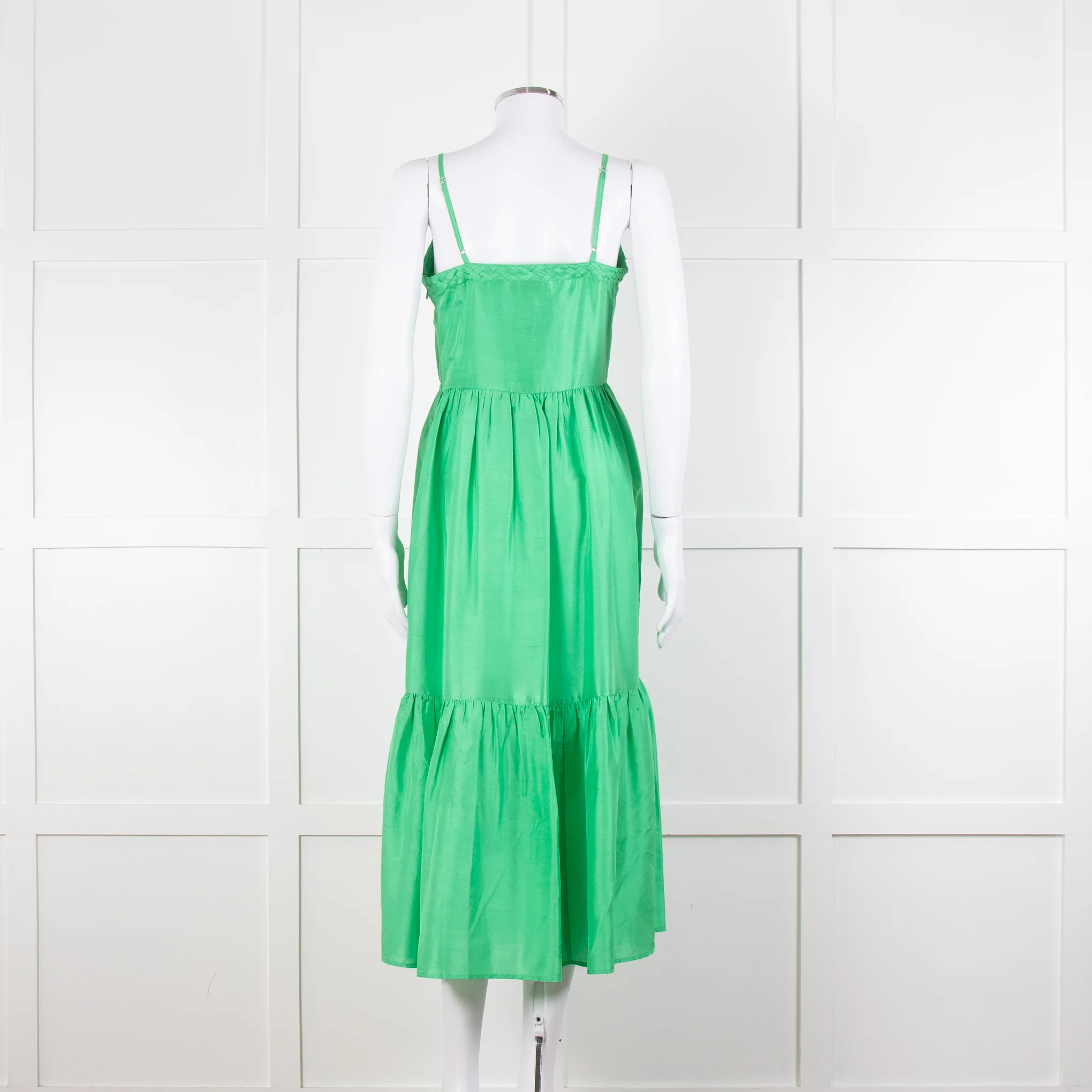 Sea New York Green Silk Dress with Braided Neckline - Image 5