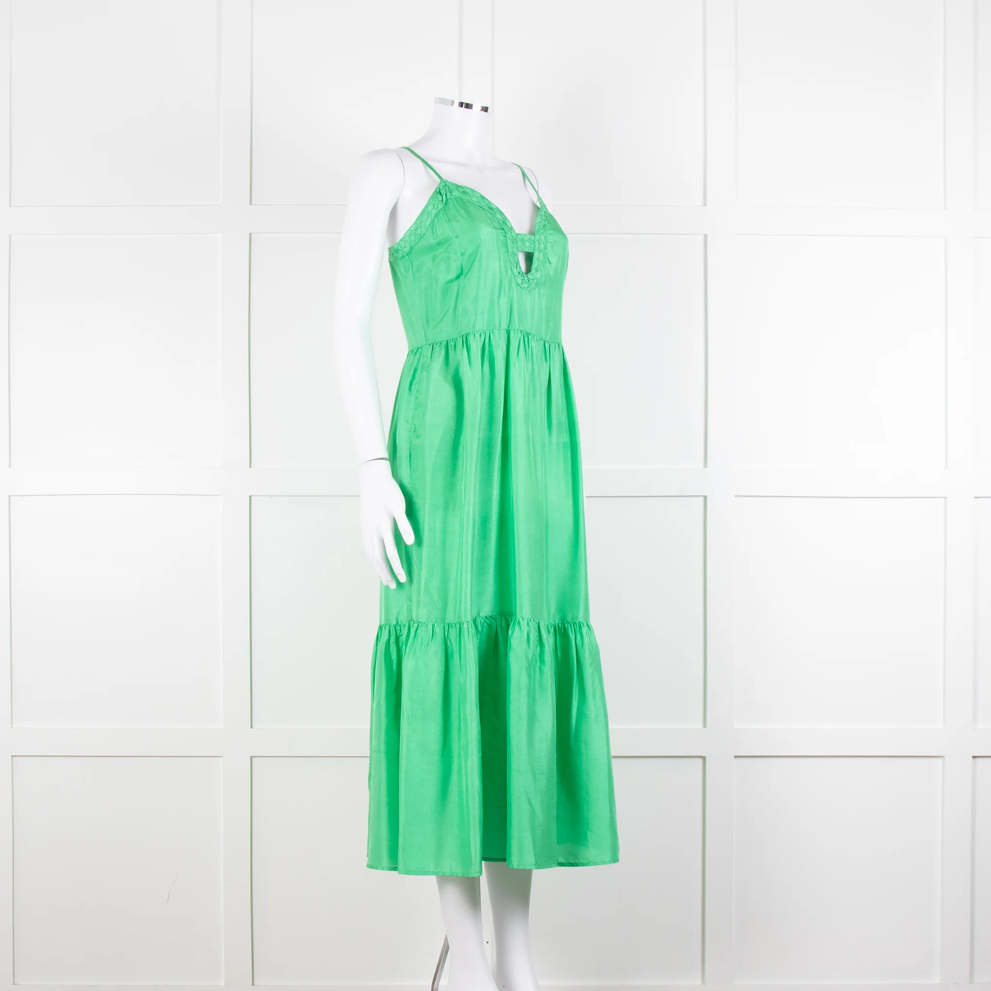 Sea New York Green Silk Dress with Braided Neckline - Image 8