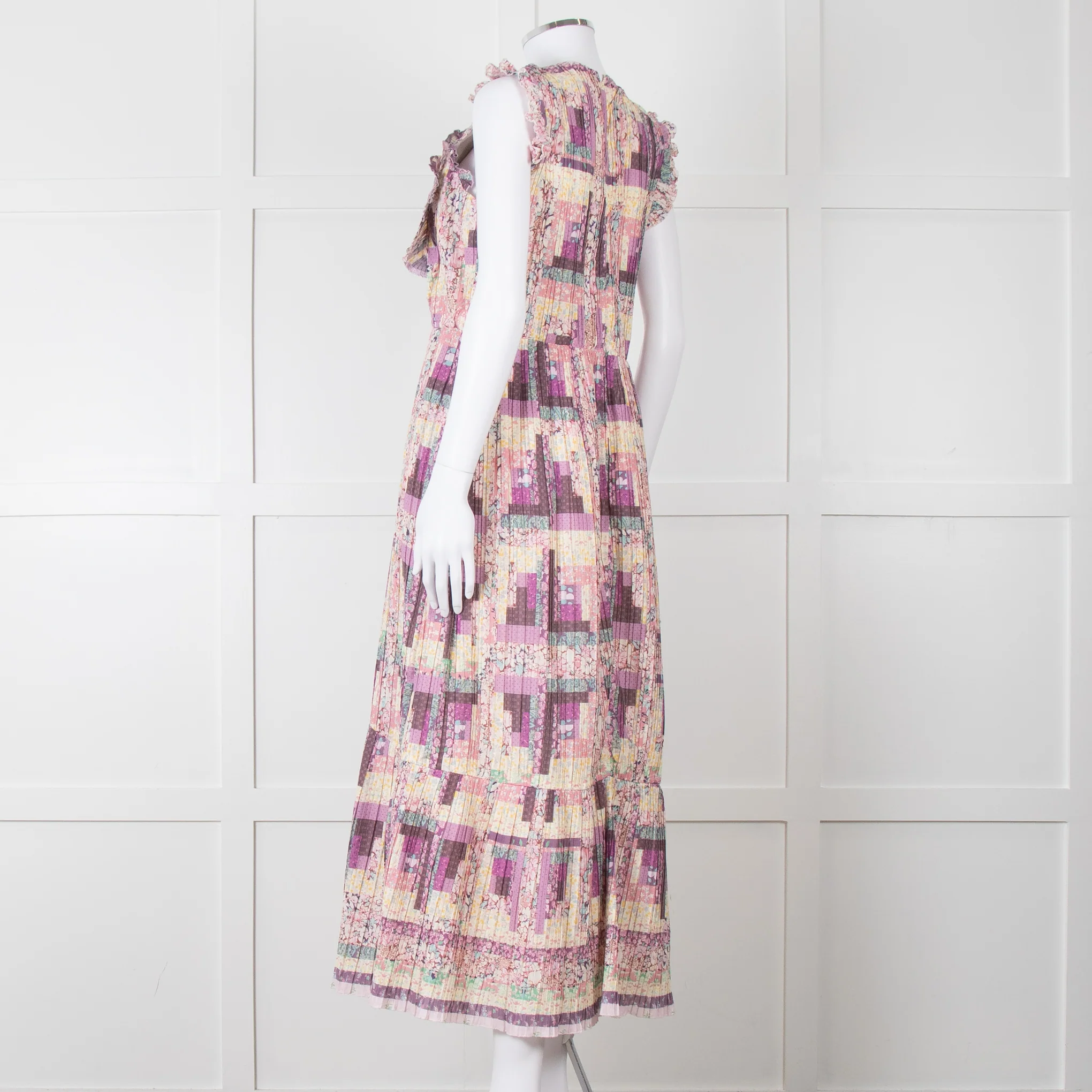 Sea New York Multi Floral Pleated Frill Detail Cotton Maxi Dress - Image 4