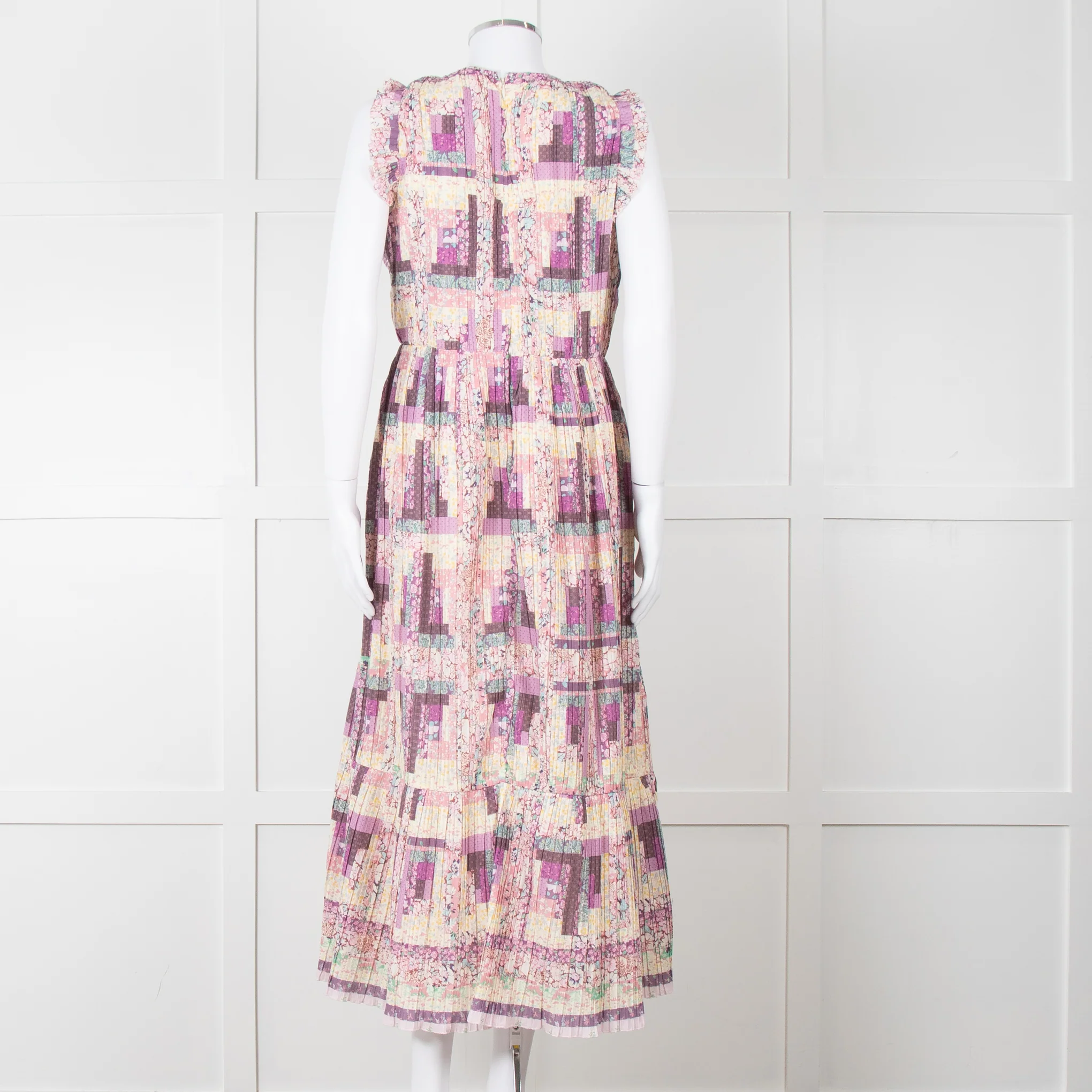 Sea New York Multi Floral Pleated Frill Detail Cotton Maxi Dress - Image 5