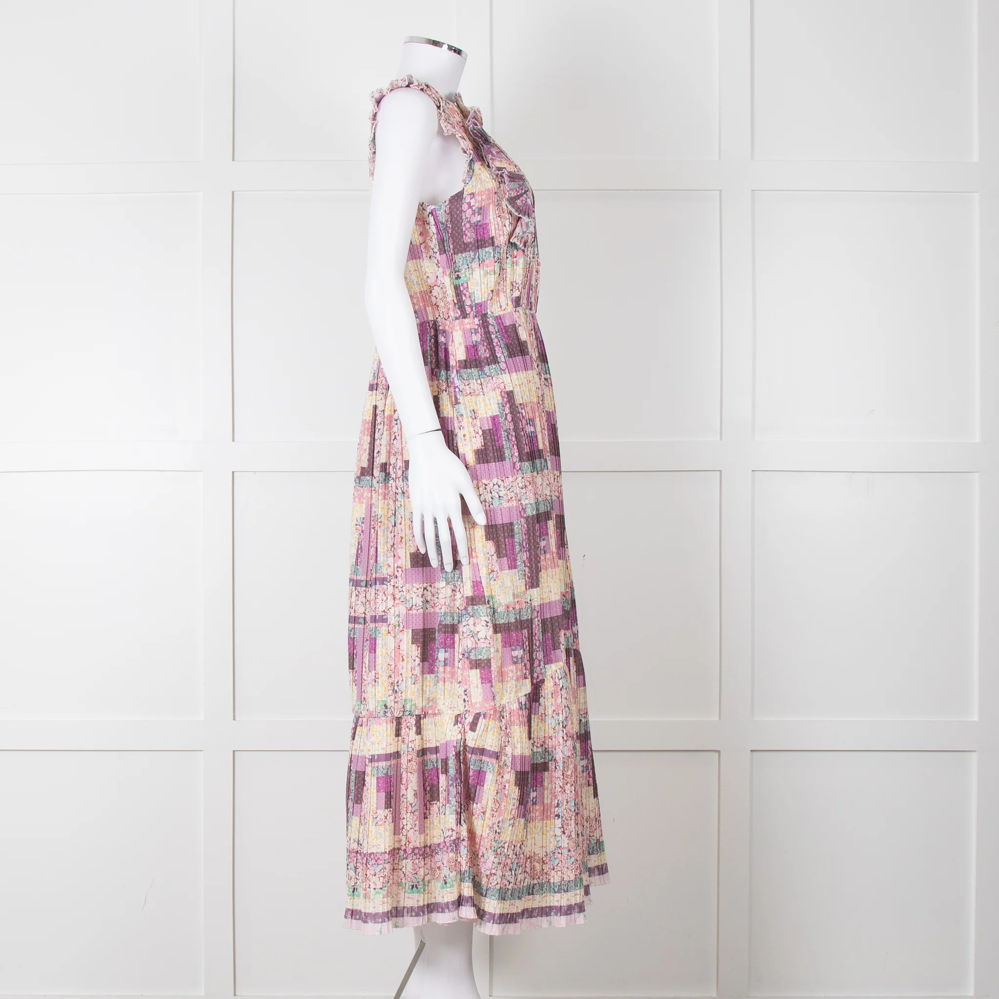Sea New York Multi Floral Pleated Frill Detail Cotton Maxi Dress - Image 7