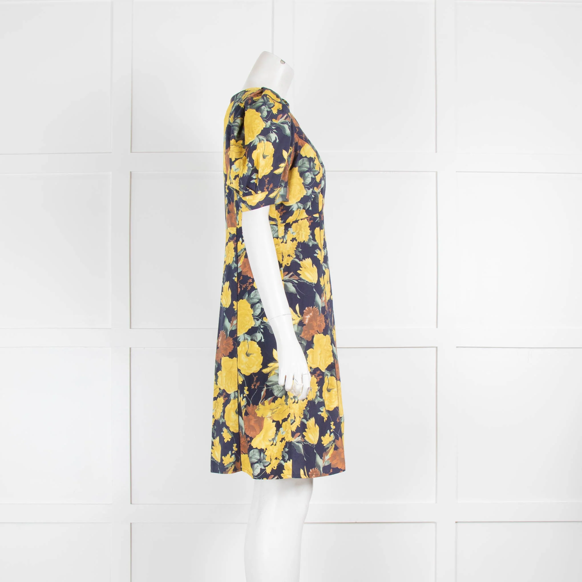 Sea New York Navy Yellow Floral V Neck Dress - Image 2