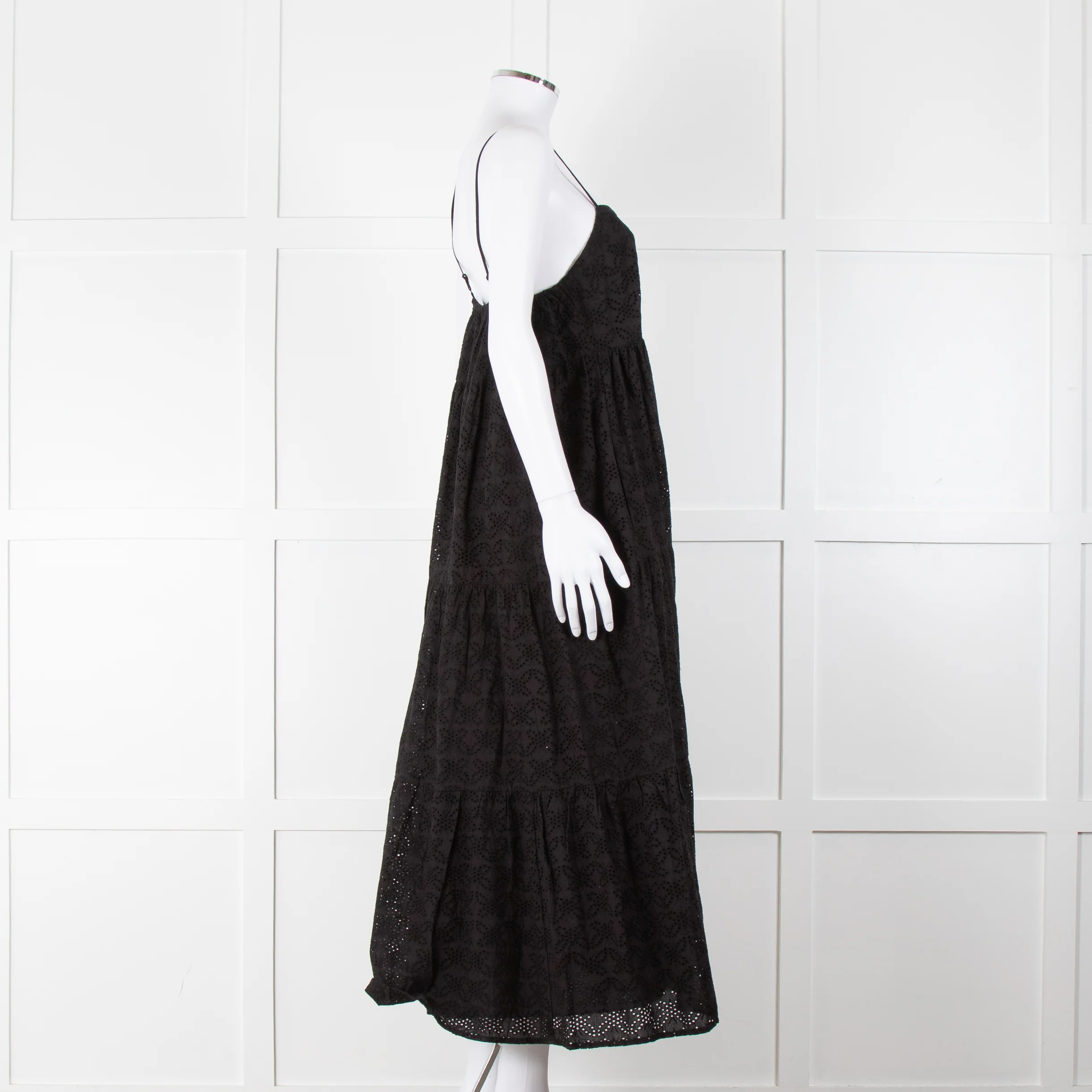 Seafolly Black Broderie Anglaise Tiered Strappy Midi Dress - Image 3