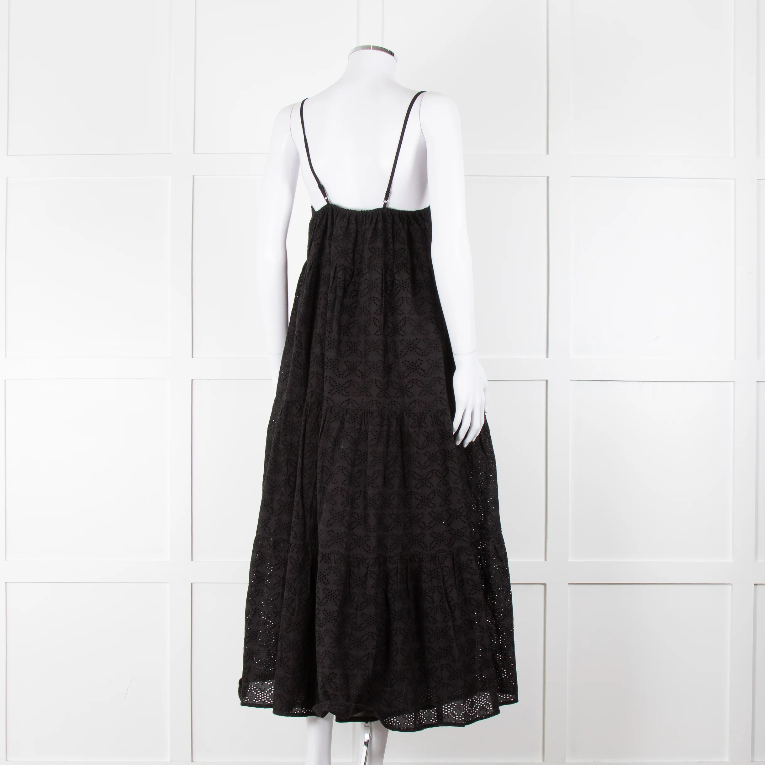 Seafolly Black Broderie Anglaise Tiered Strappy Midi Dress - Image 4