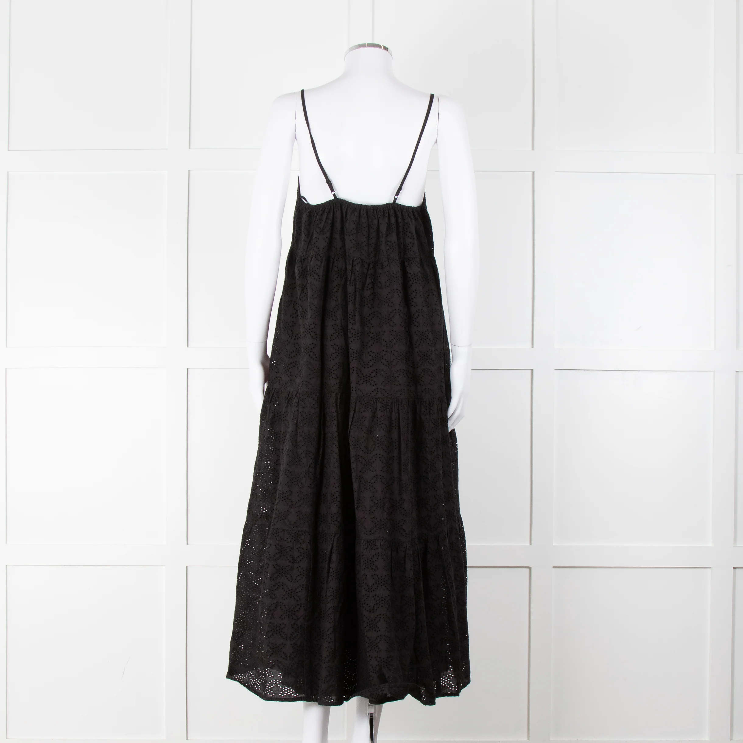 Seafolly Black Broderie Anglaise Tiered Strappy Midi Dress - Image 5