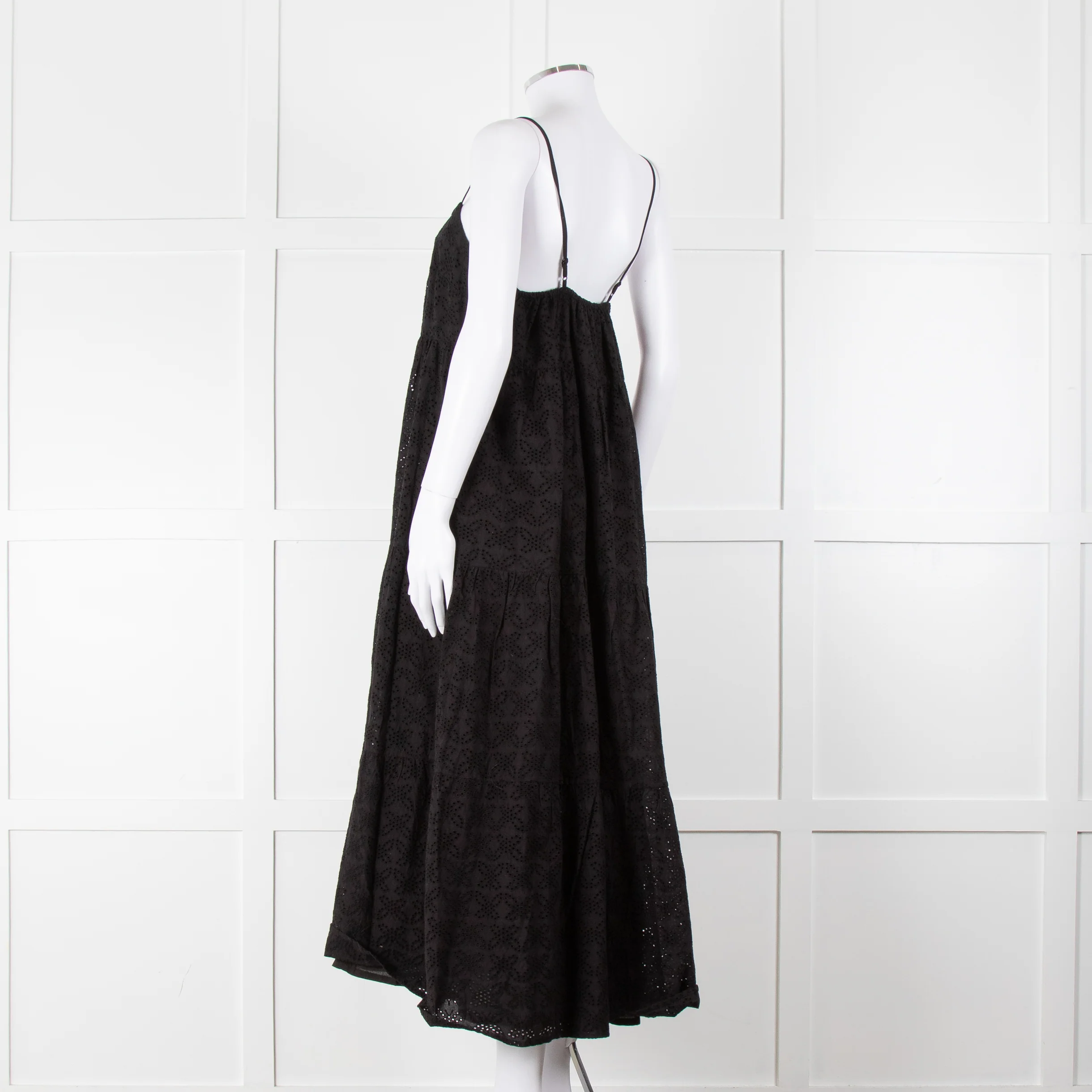 Seafolly Black Broderie Anglaise Tiered Strappy Midi Dress - Image 6