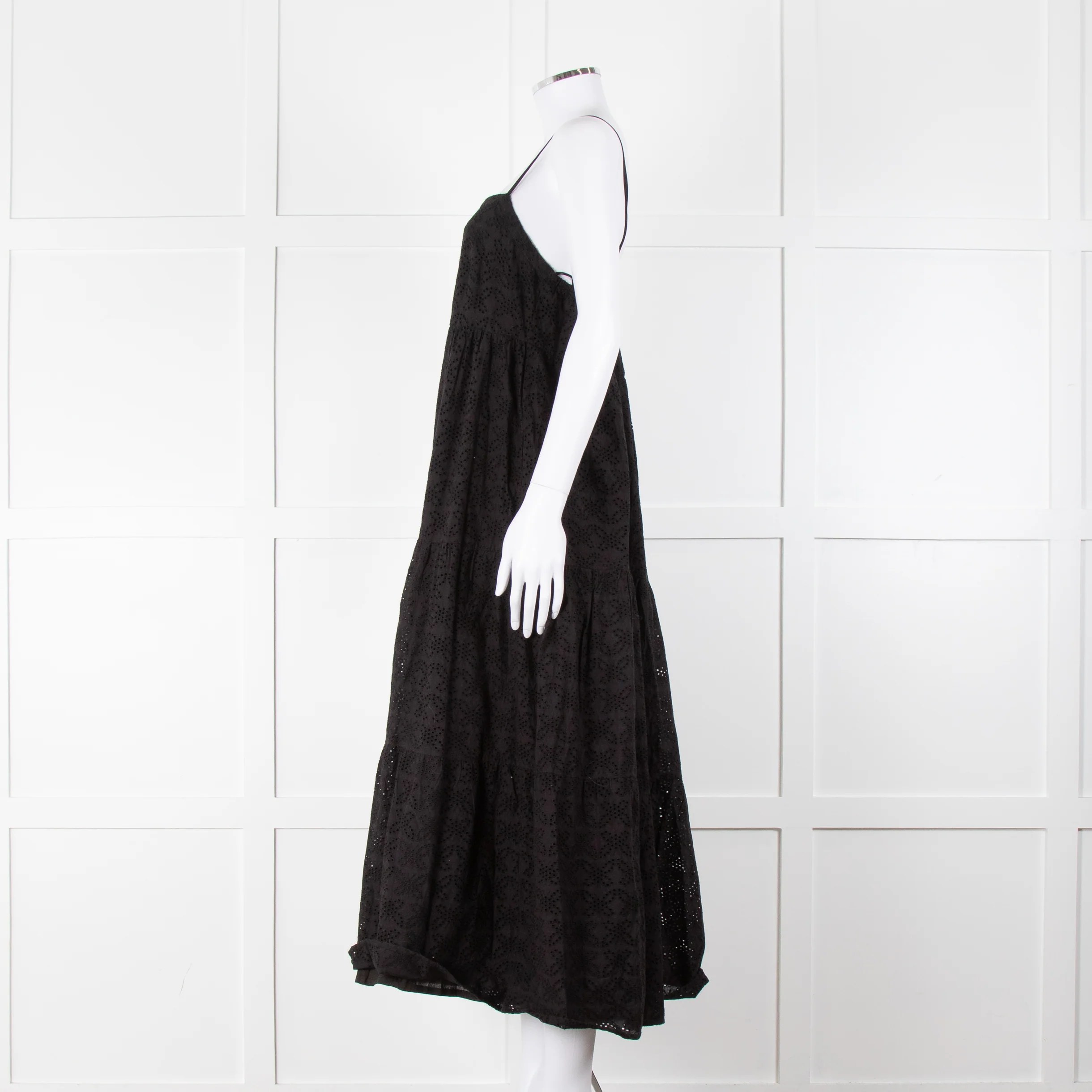 Seafolly Black Broderie Anglaise Tiered Strappy Midi Dress - Image 7