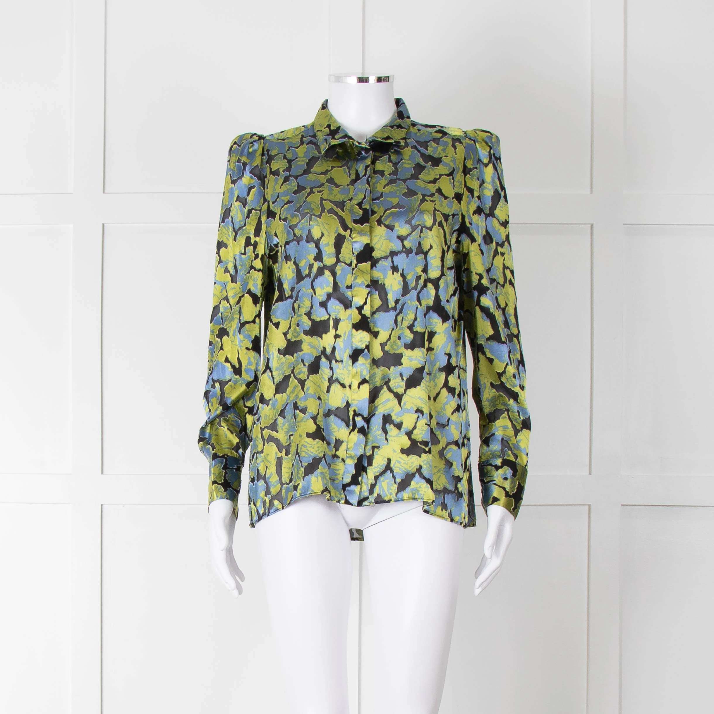 Second Female Green And Blue Flower Pattern Shirt