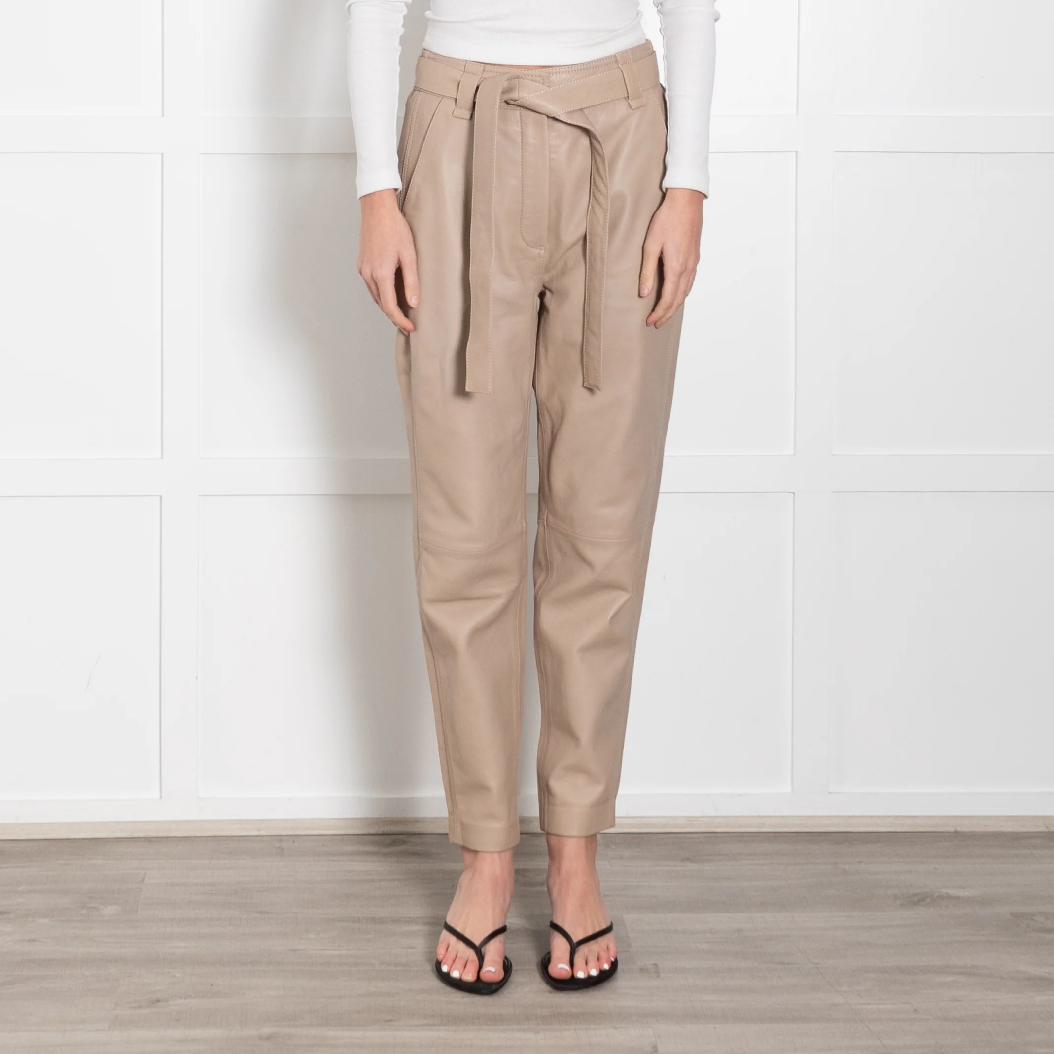 SECOND FEMALE Indie Humus Leather Trousers With Belt - Image 2