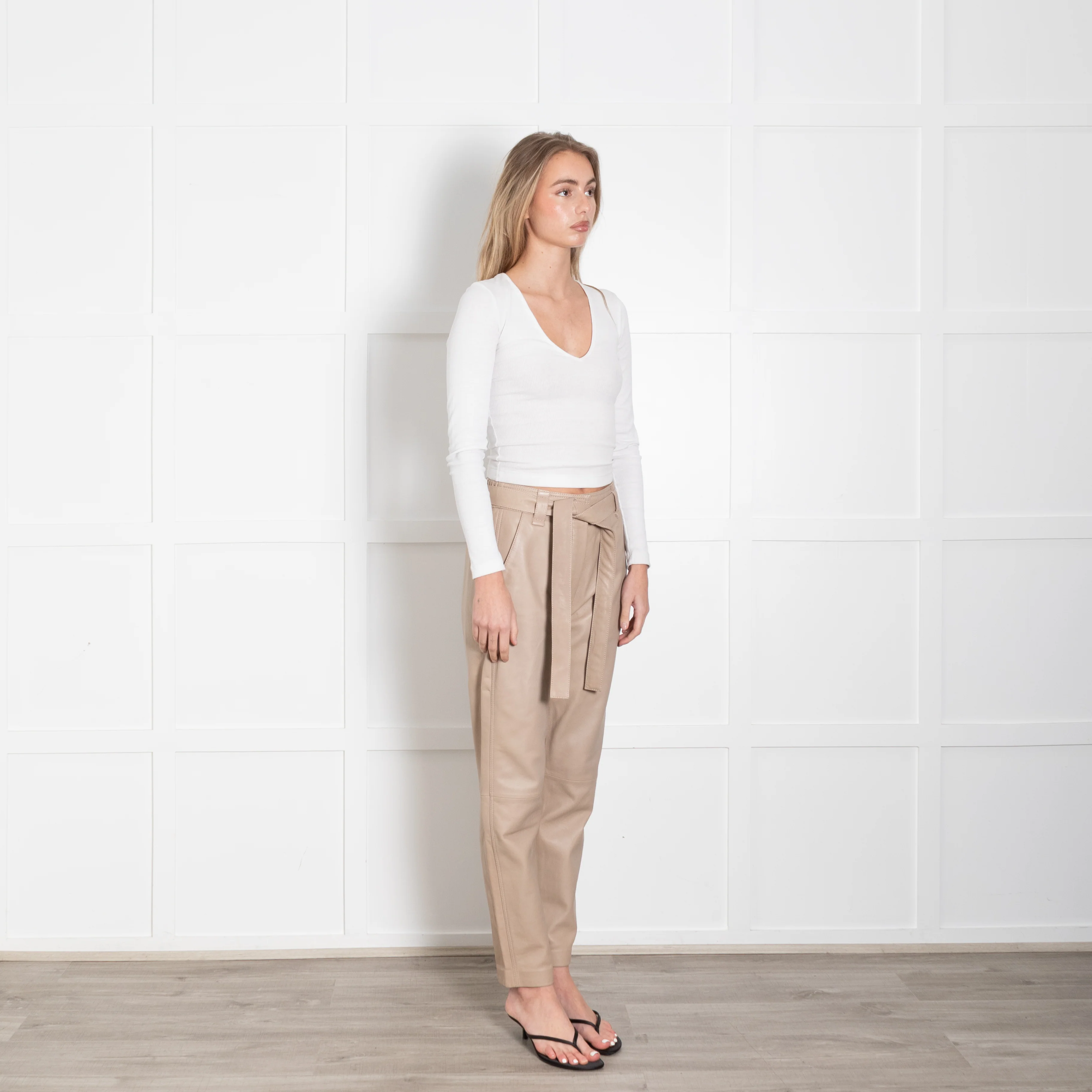 SECOND FEMALE Indie Humus Leather Trousers With Belt - Image 7