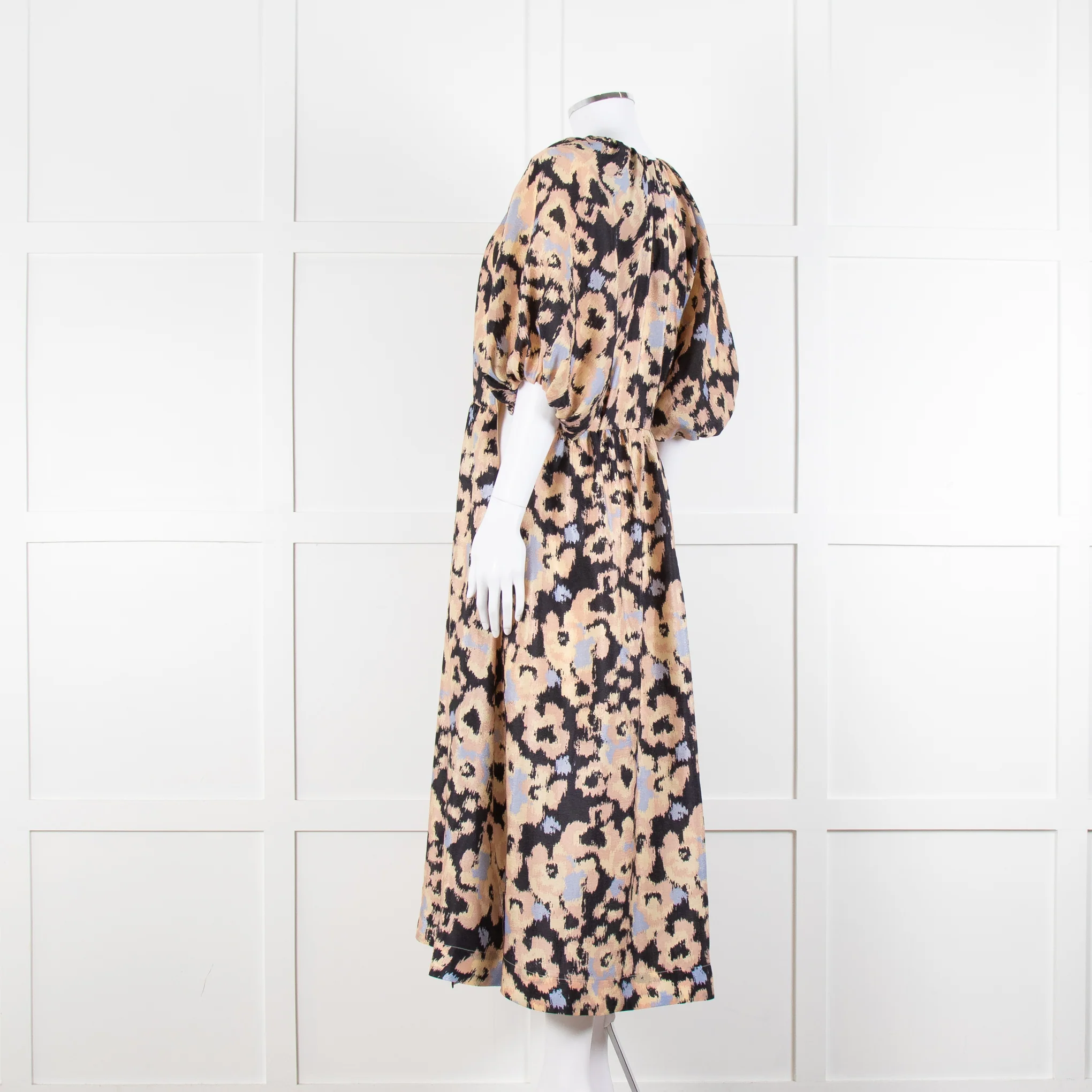 Second Female Black Patterned Print Dropped Waist Midi Dress - Image 6