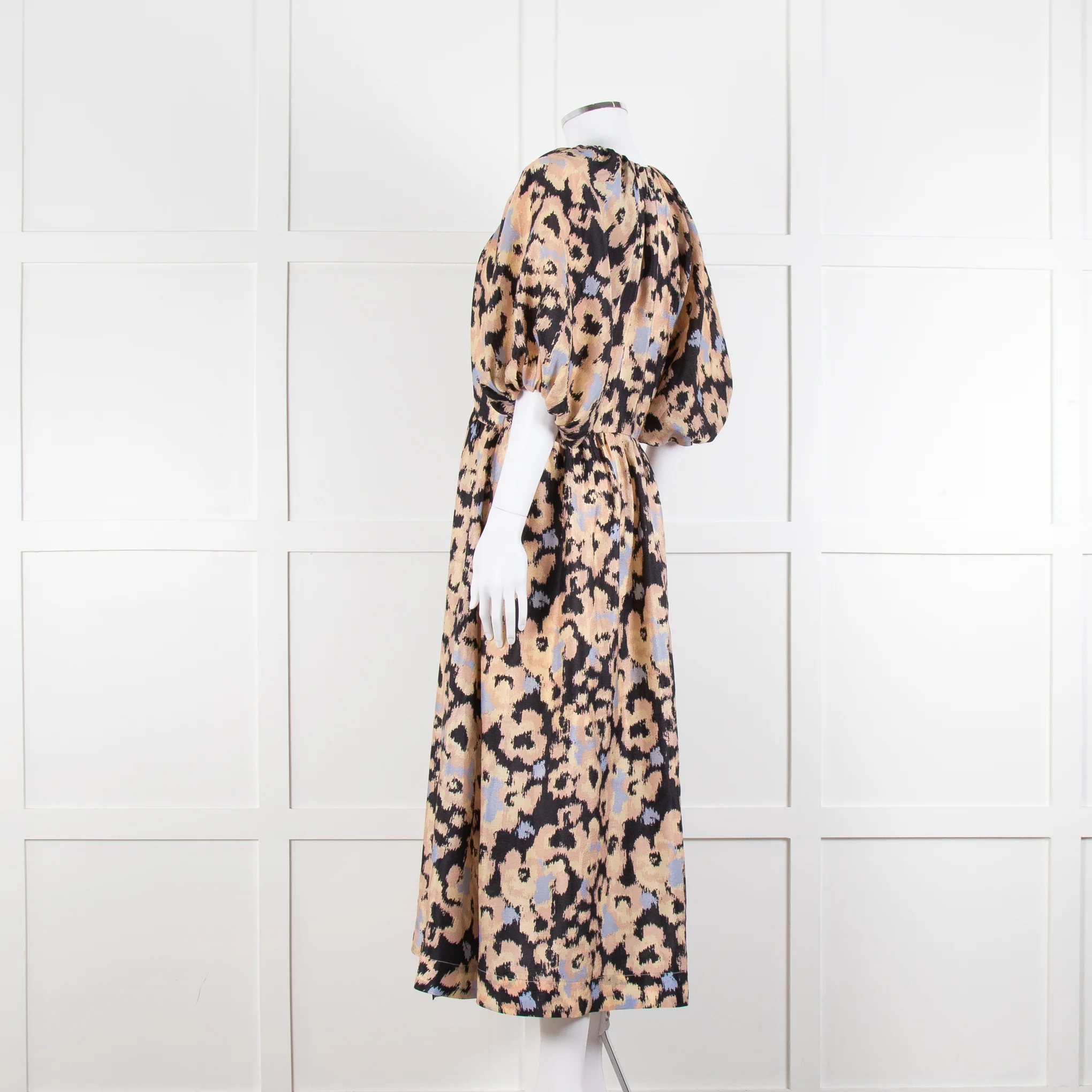 Second Female Black Patterned Print Dropped Waist Midi Dress - Image 7