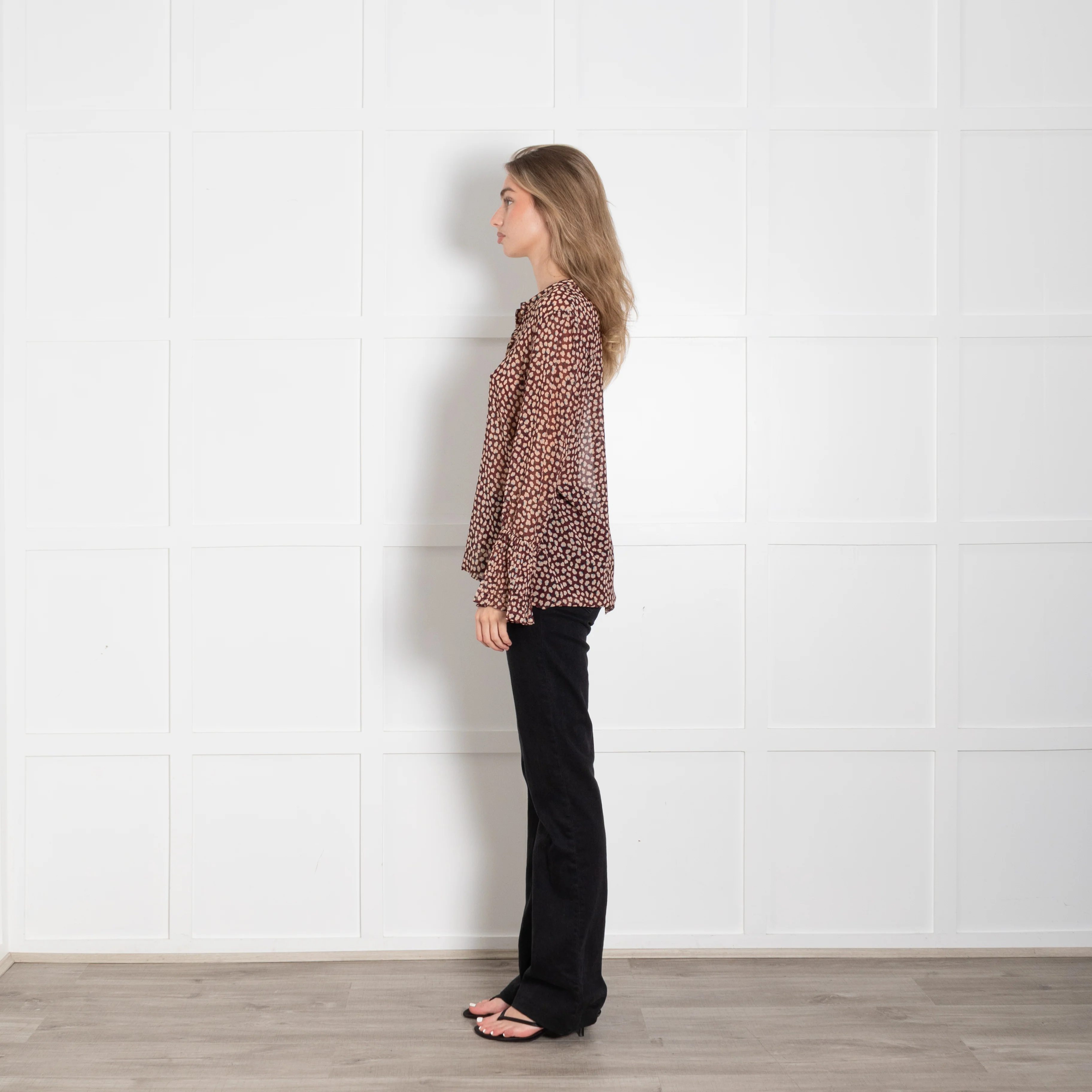 Second Female Red Patterned Silk Blouse - Image 4