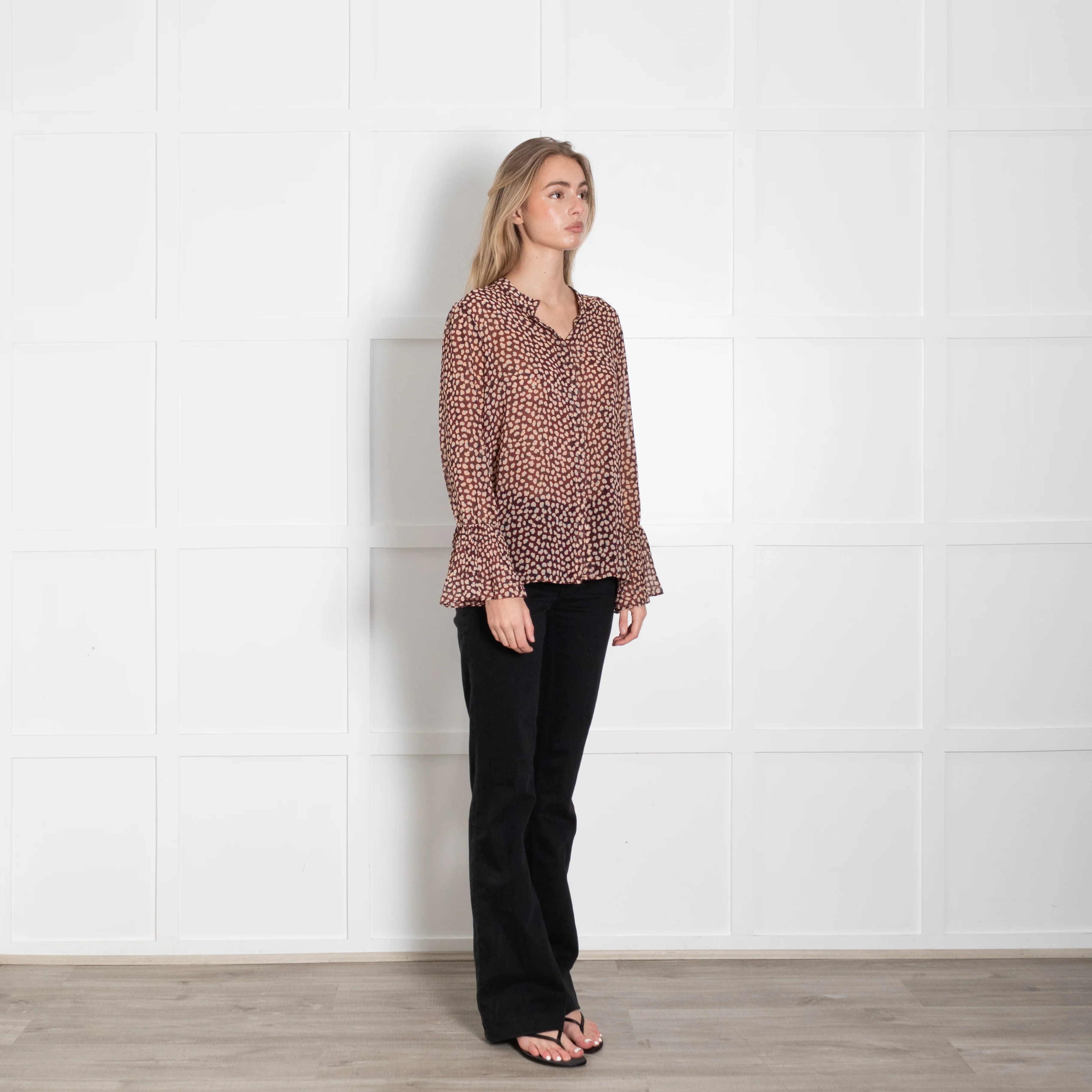Second Female Red Patterned Silk Blouse - Image 7