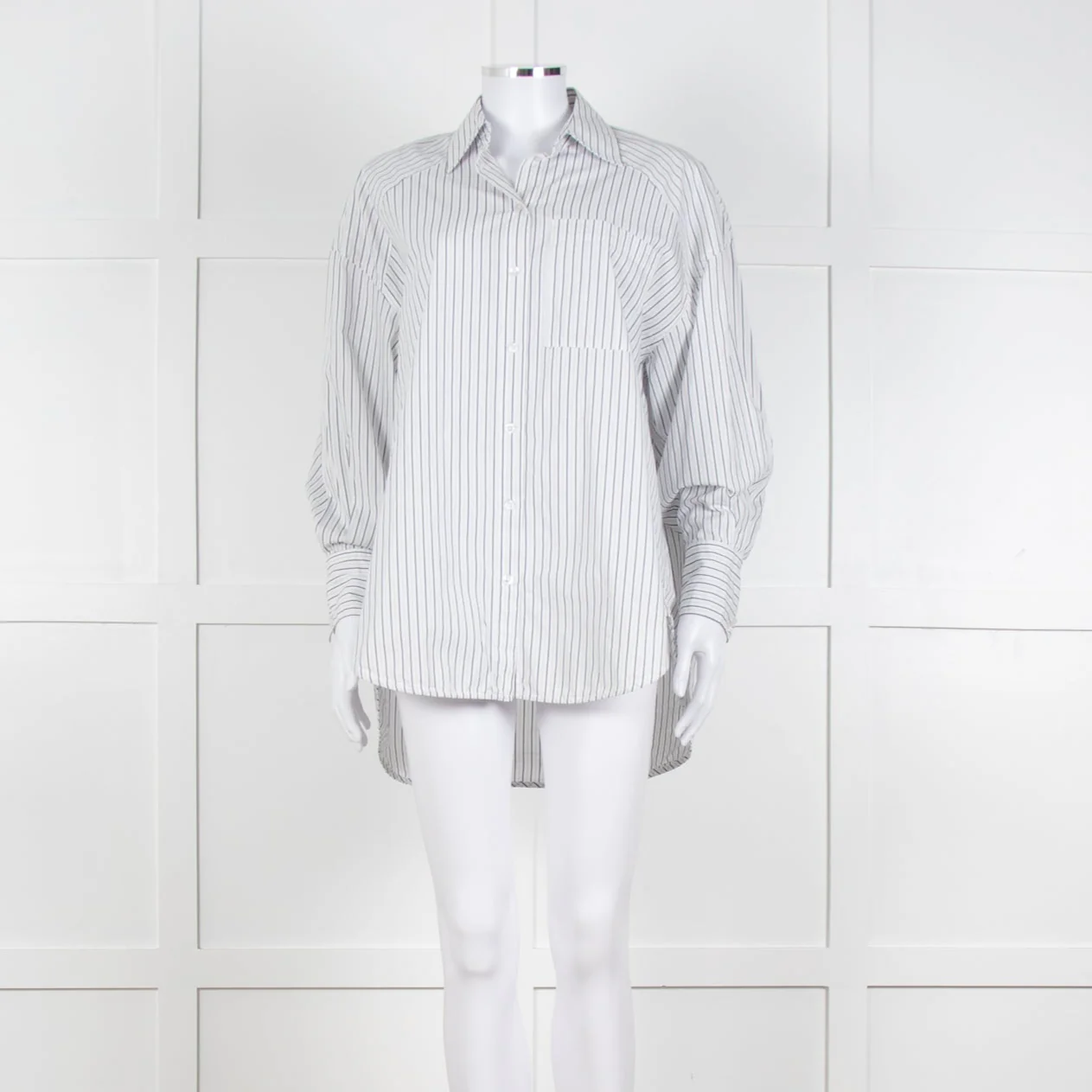 Second Female White Blue Double Pinstripe Long Sleeve Shirt