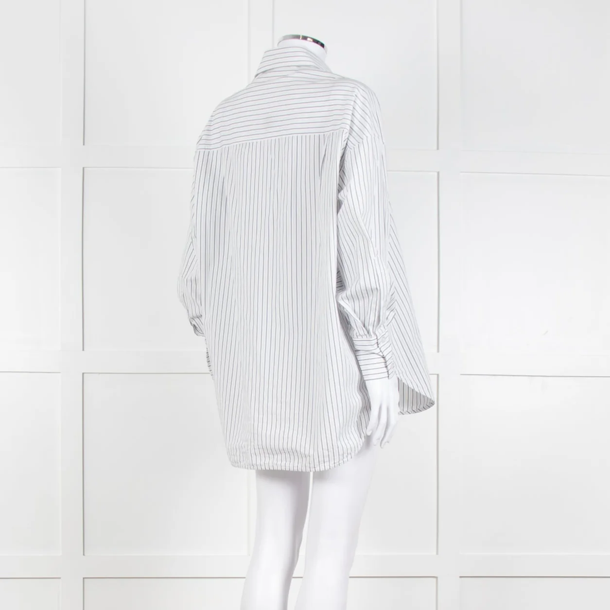 Second Female White Blue Double Pinstripe Long Sleeve Shirt - Image 6