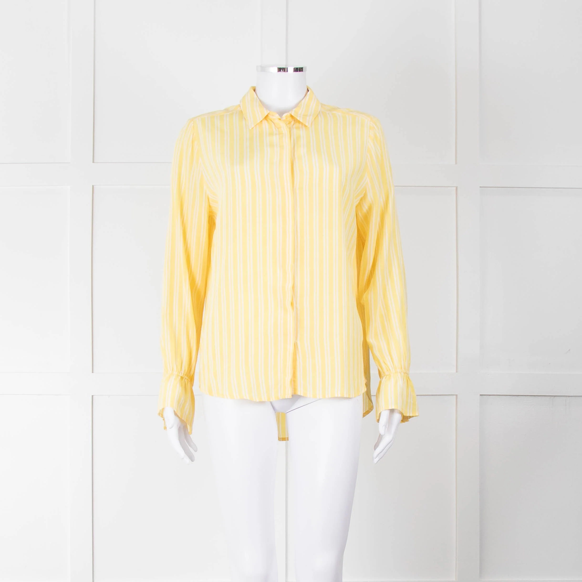 Second Female Yellow White Stripe Frill Cuff Blouse