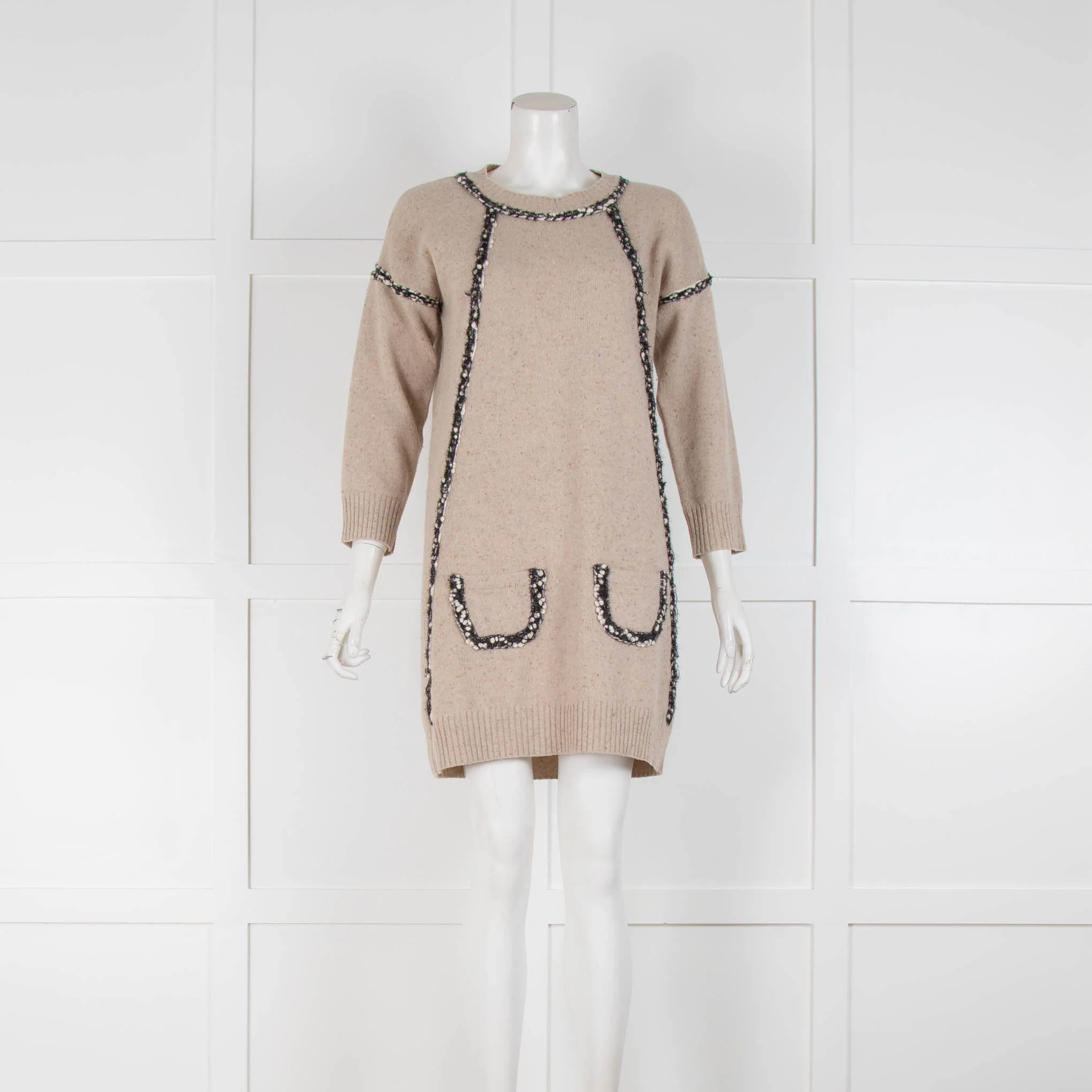 See By Chloe Beige Jumper With Silver Thread Detail Small Pockets