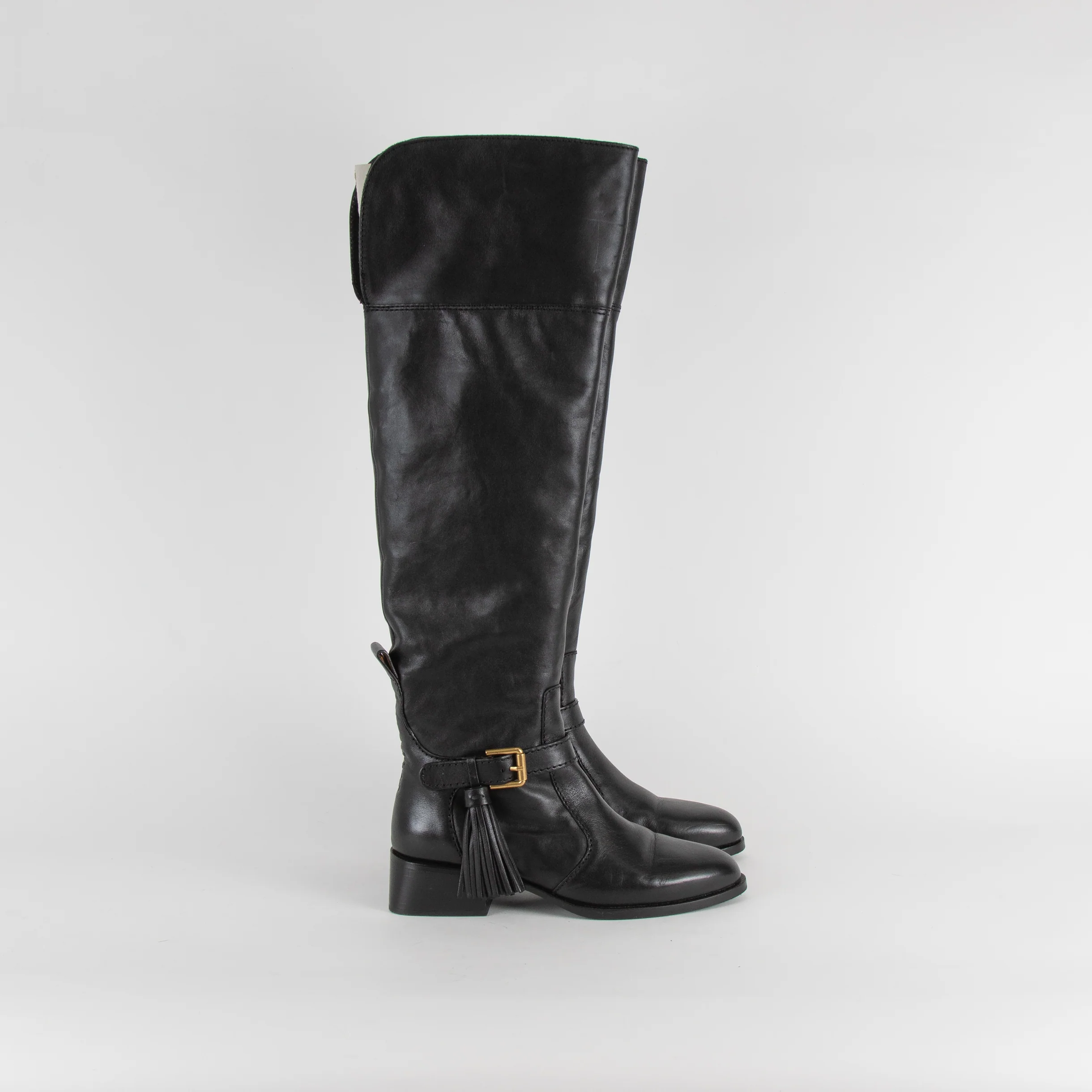 See By Chloe Black High Knee Tassel Detail Leather Boots - Image 5
