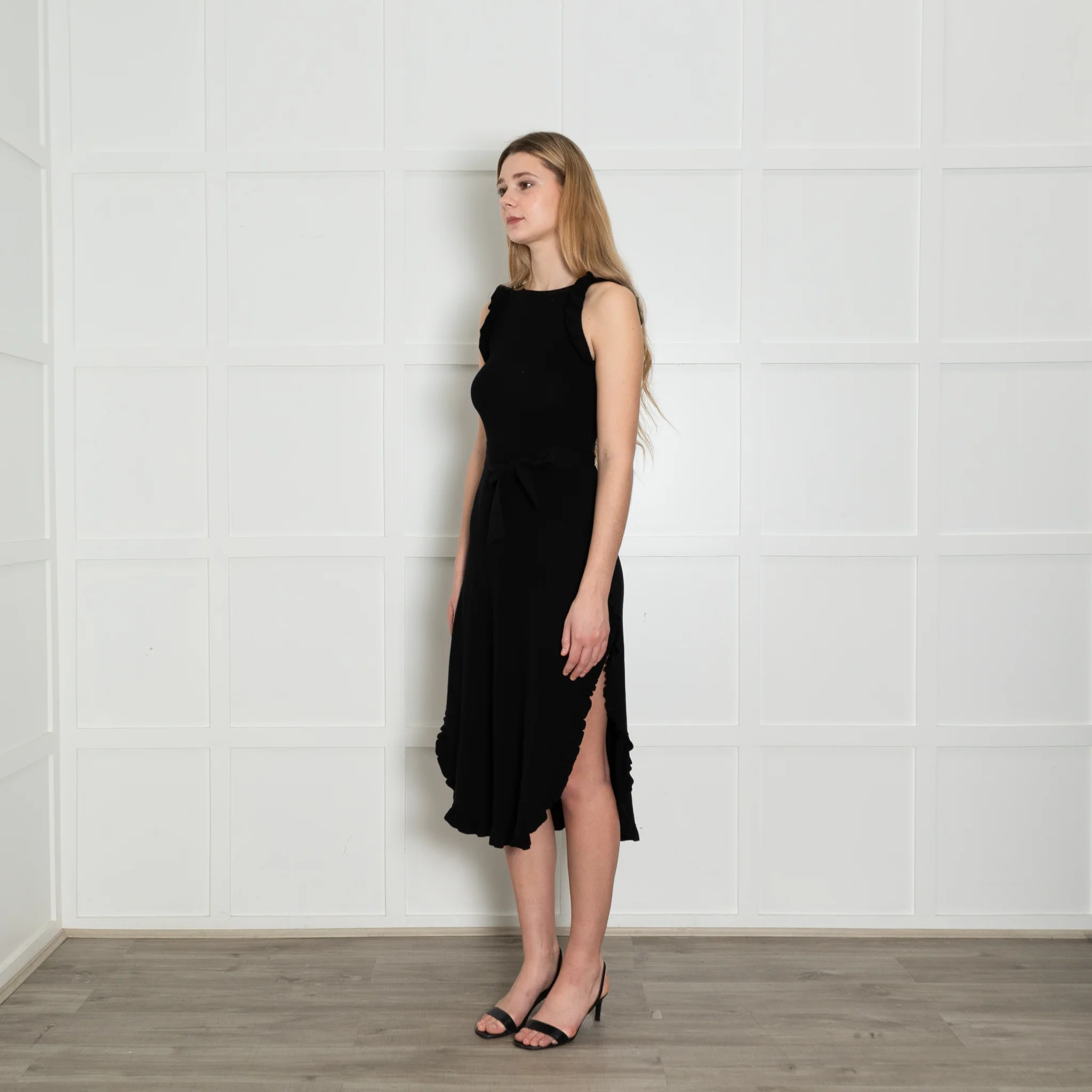 See By Chloe Black Knit Frill Trim Sleeveless Dress - Image 3