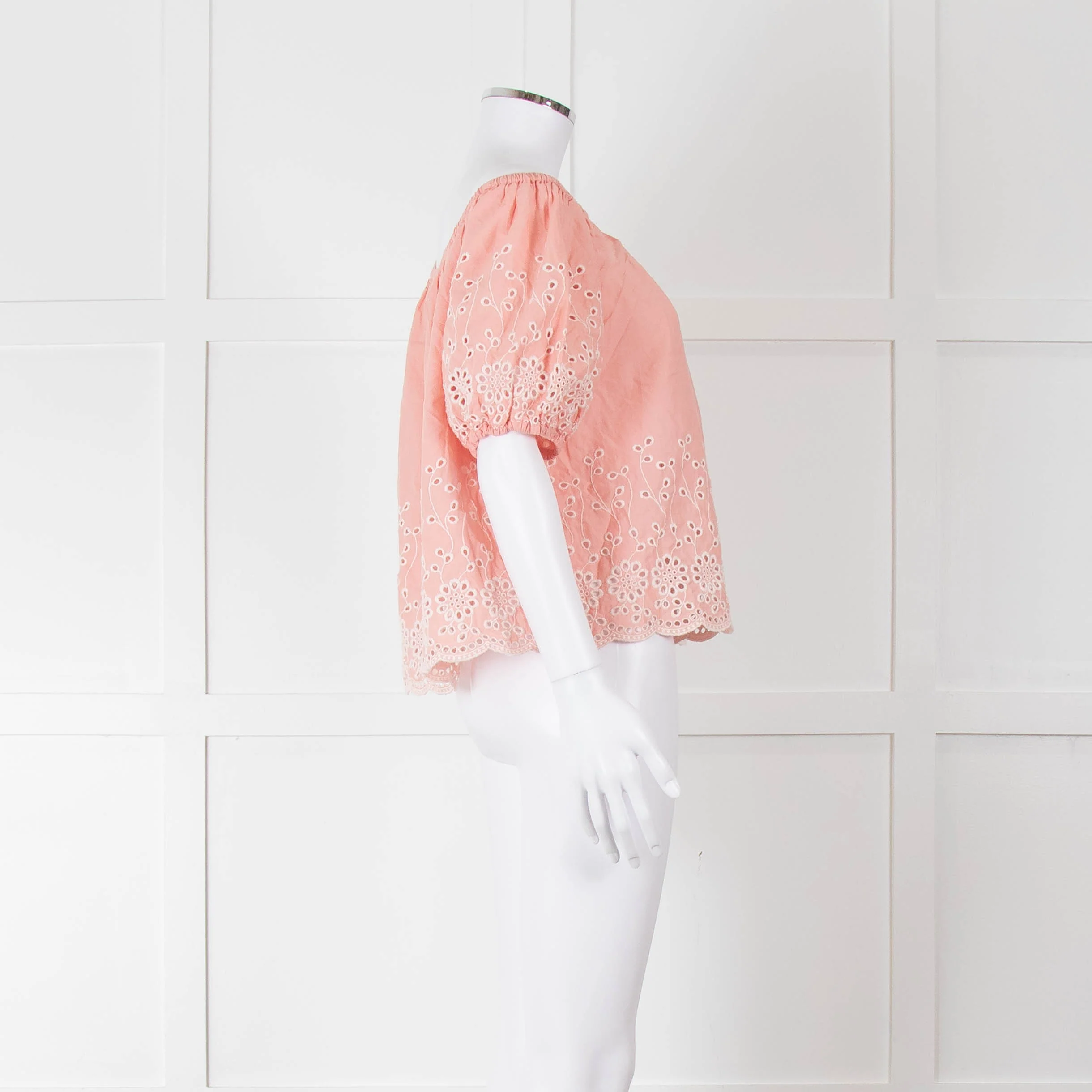 See By Chloe Blush Pink Broderie Off The Shoulder Top - Image 3