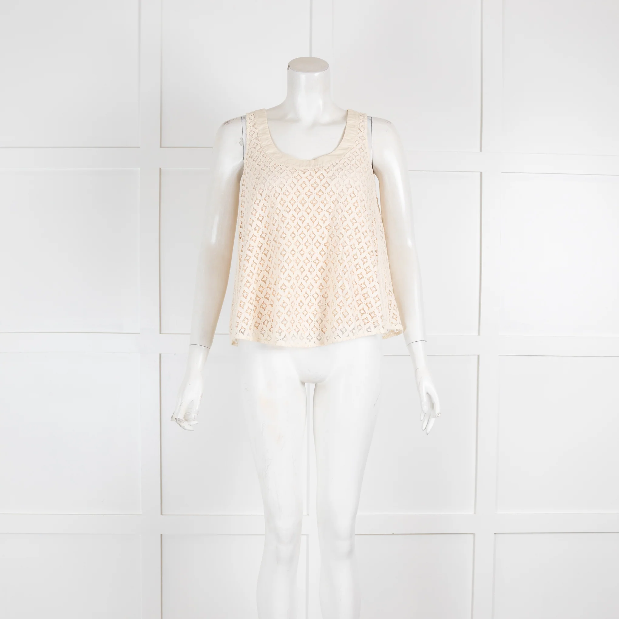 See By Chloe Cream Lace Sleeveless Top
