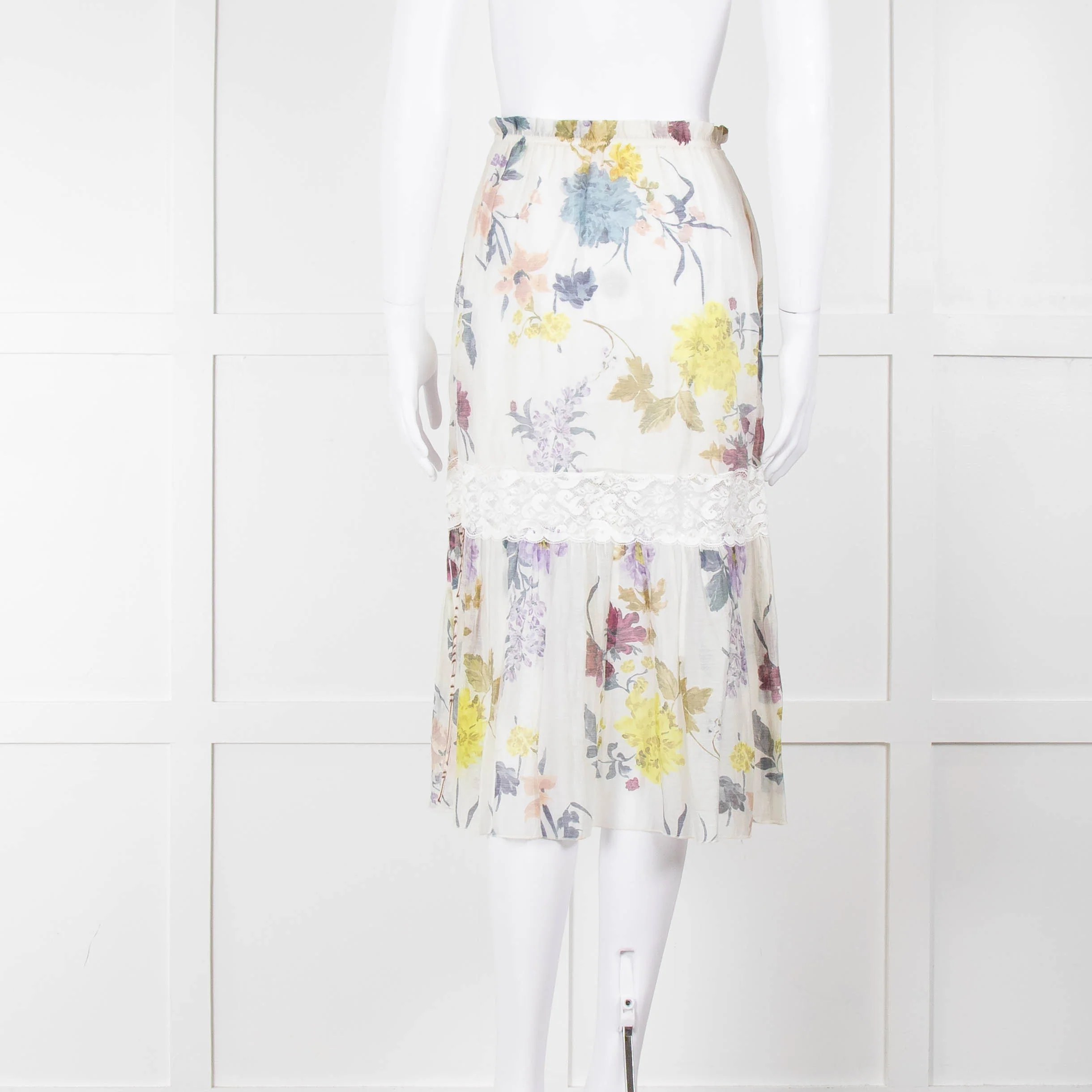 See By Chloe Cream Multi Floral Skirt - Image 5