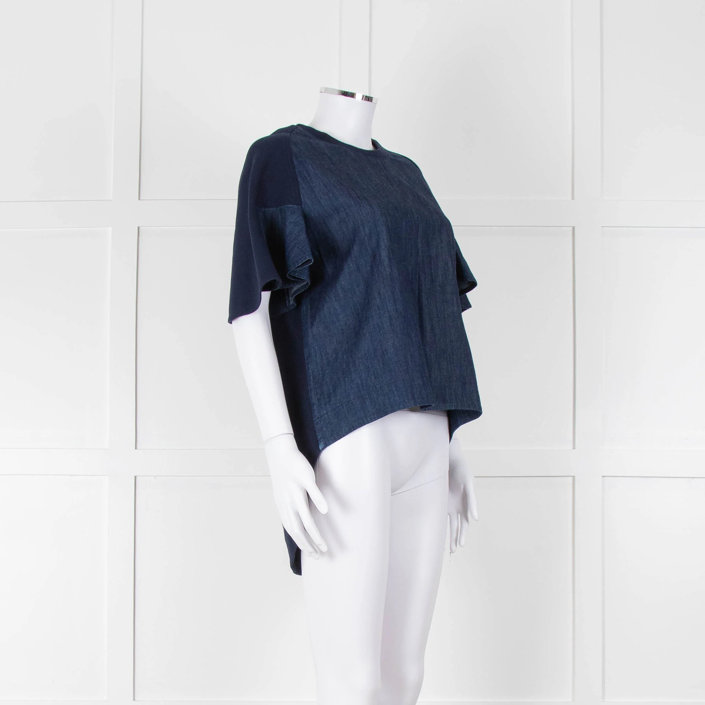 See By Chloe Navy Denim Front Short Sleeve Top - Image 2
