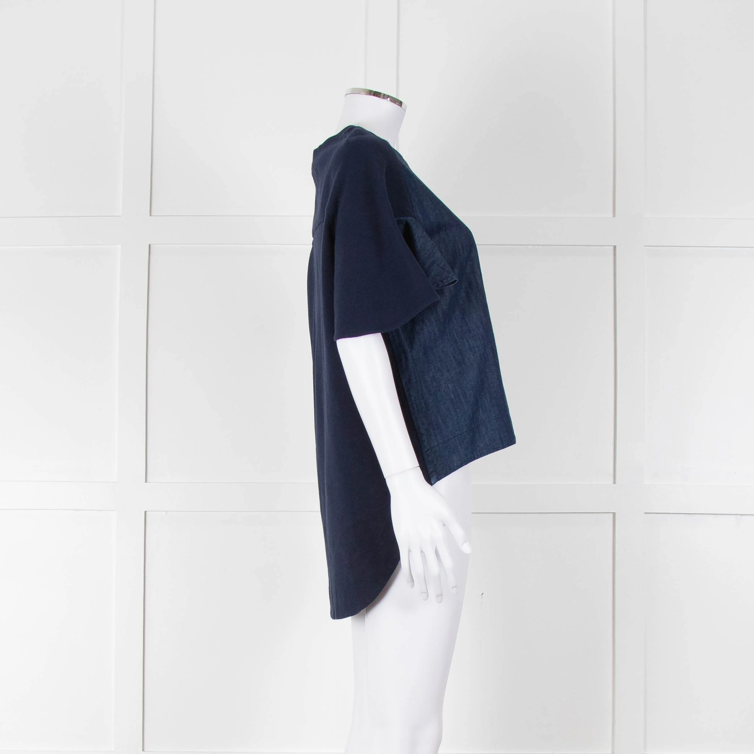 See By Chloe Navy Denim Front Short Sleeve Top - Image 3
