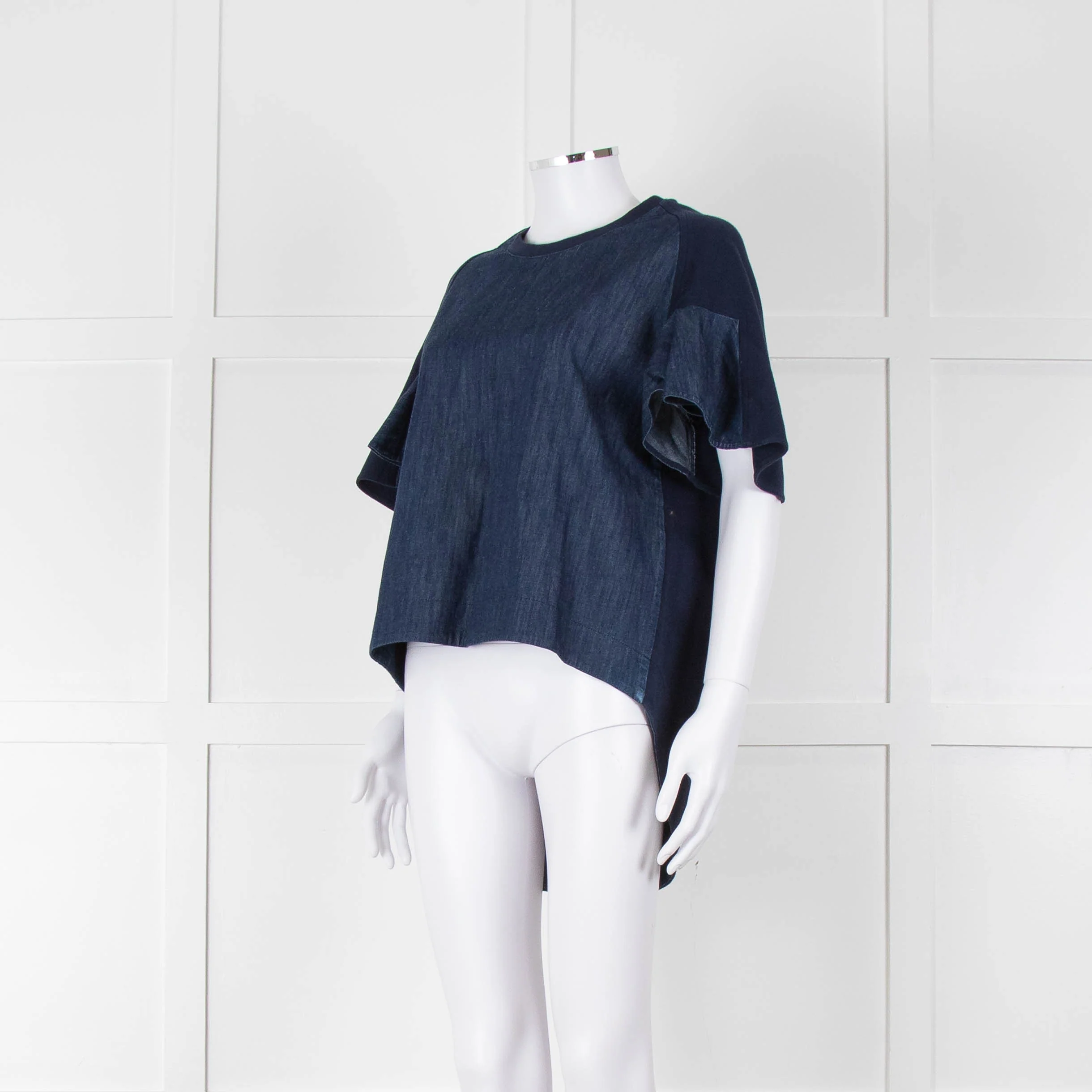 See By Chloe Navy Denim Front Short Sleeve Top - Image 8