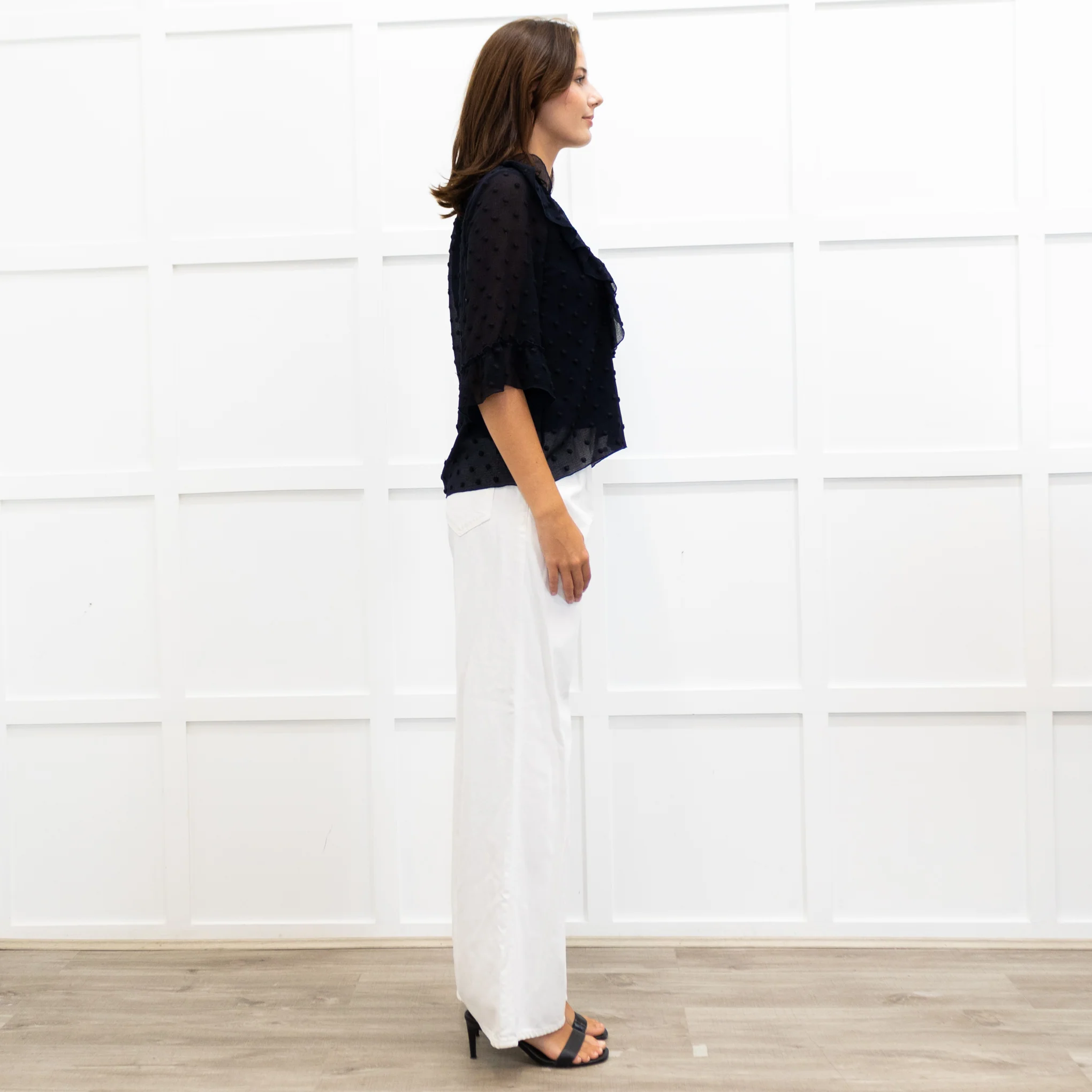 See By Chloe Navy Frilled Sheer Blouse - Image 6