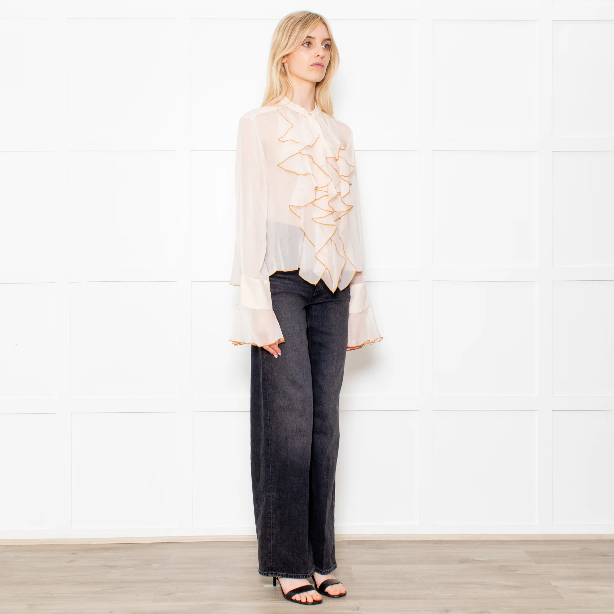 See By Chloe Peach Blouse With Ruffle Front - Image 7