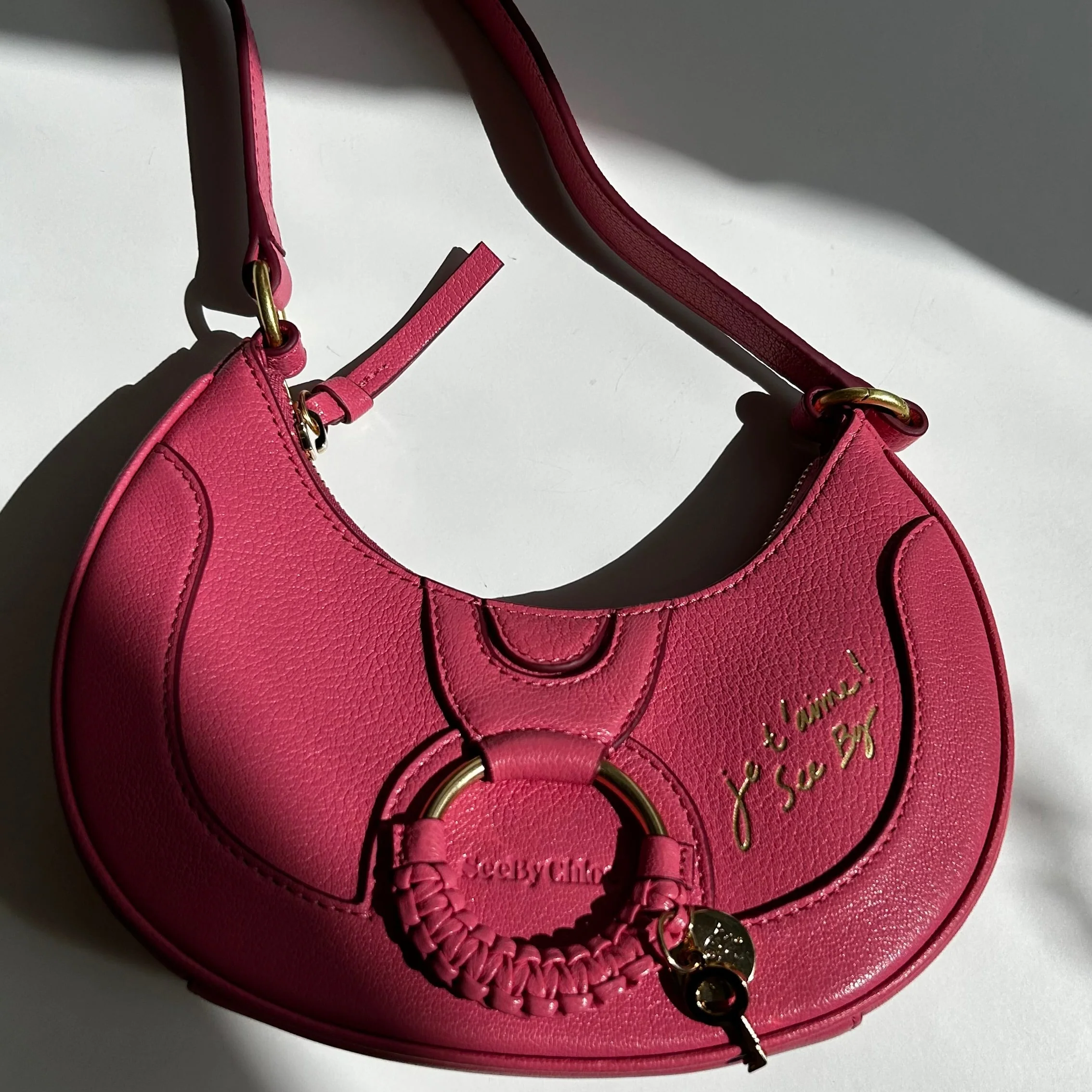 See By Chloe Pushy Pink Hana Half Moon Bag - Image 9
