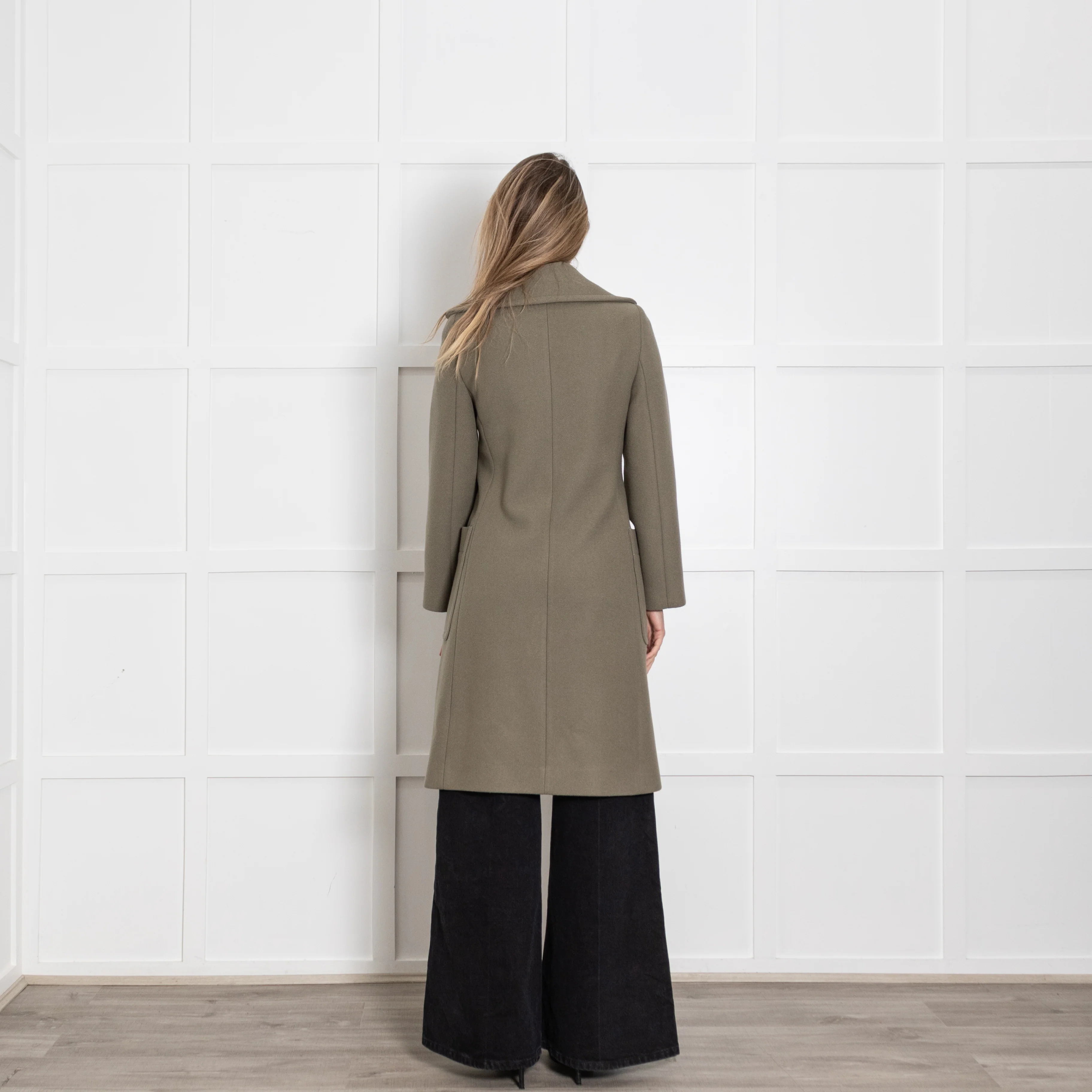See By Chloe Smoky Khaki Double Breasted Wool Mix Coat - Image 5