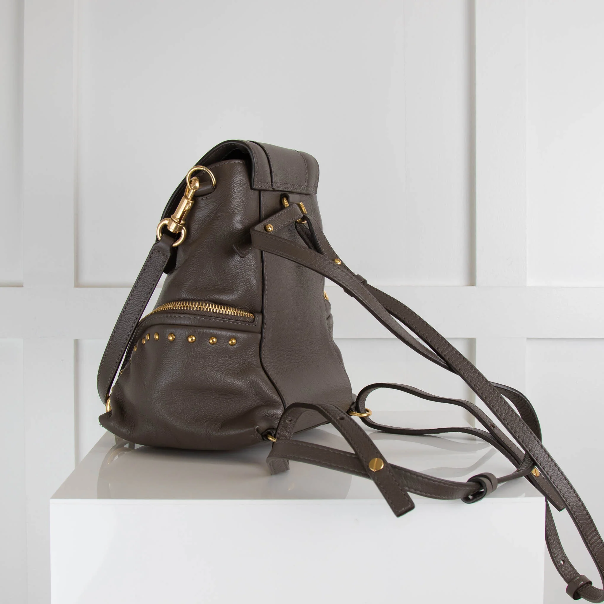 See By Chloe Taupe Olga Mini Rucksack - Image 4