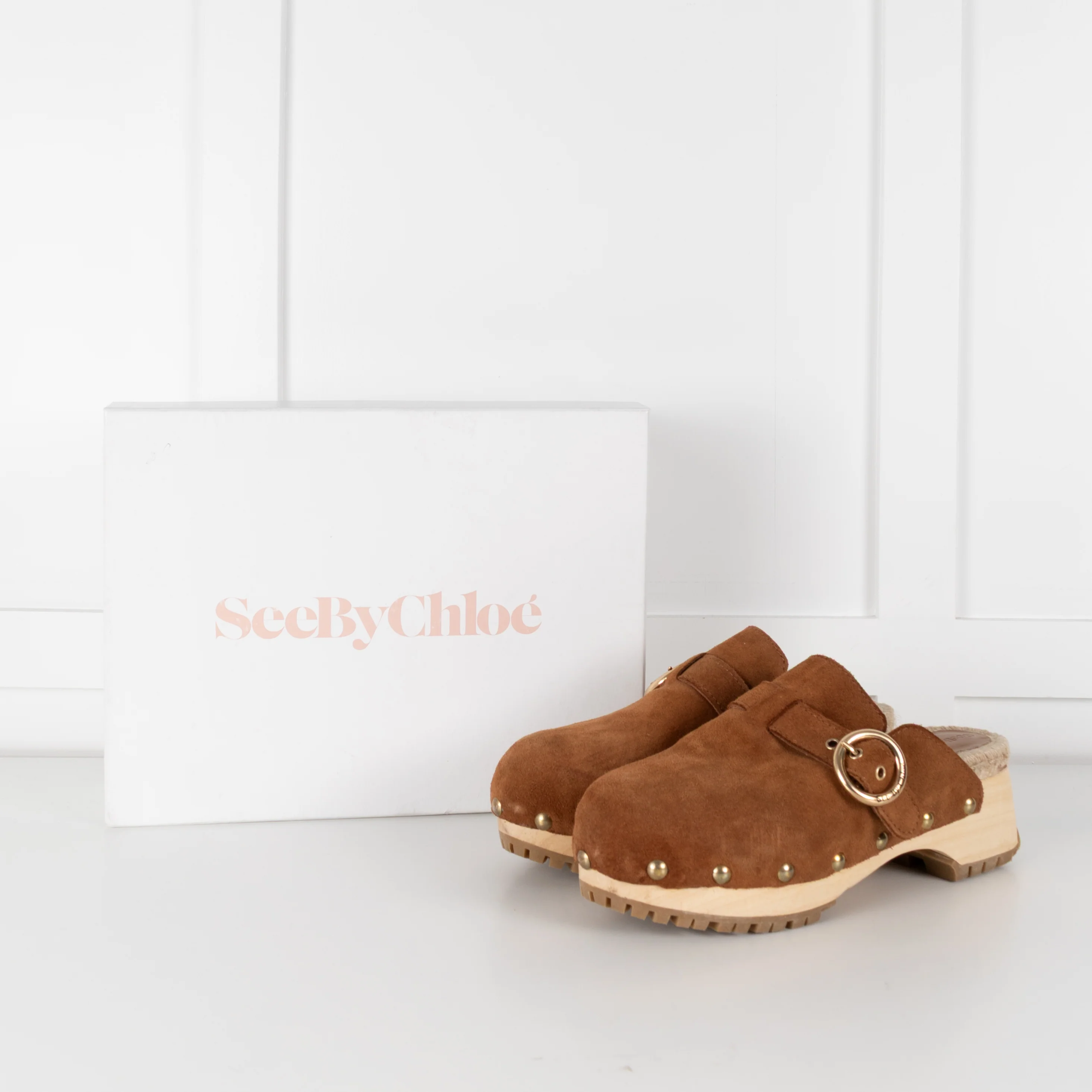 See By Chloe Tobacco Brown Calf Suede Clogs - Image 2