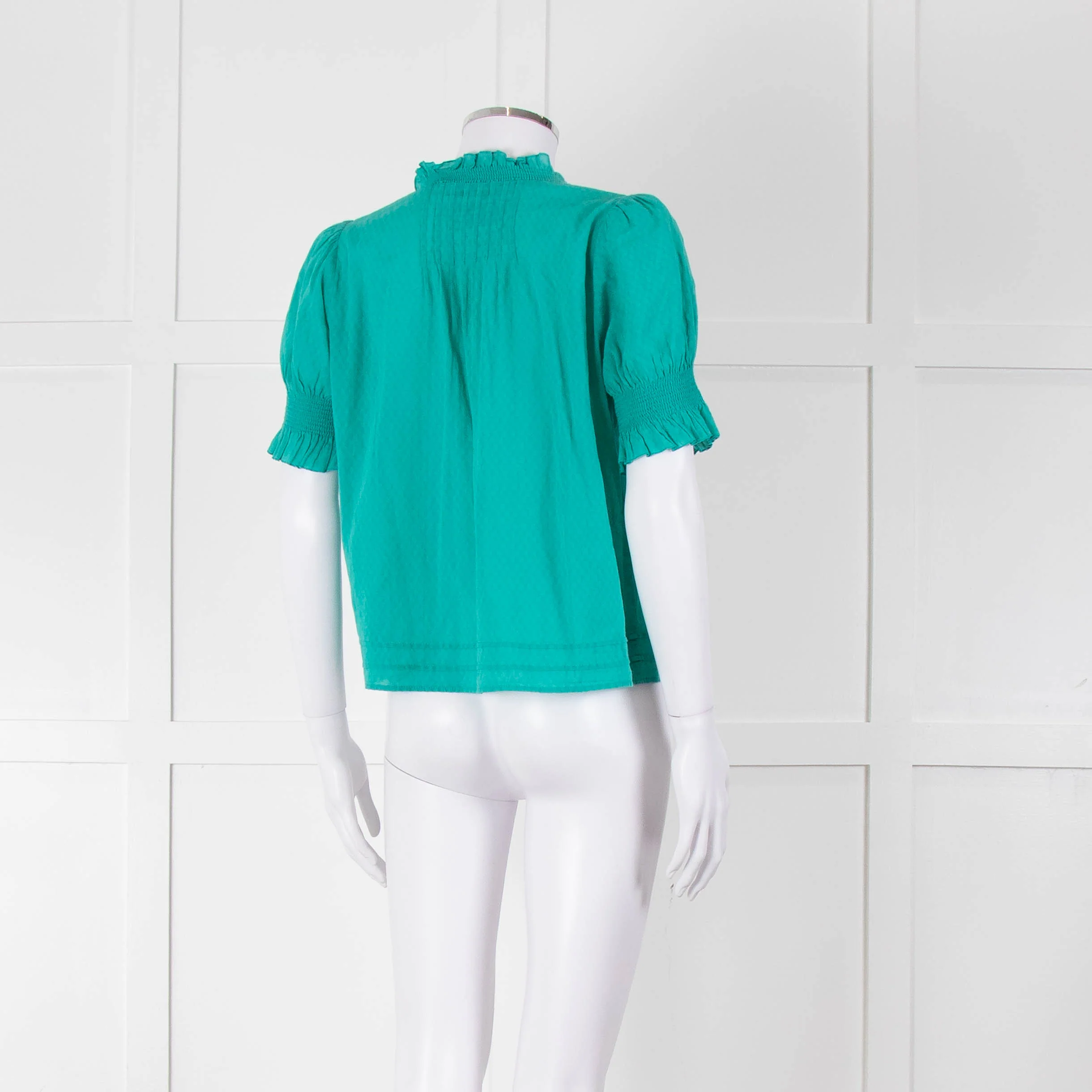 See By Chloe Turquoise Ruffle Front Short Sleeve Blouse - Image 4