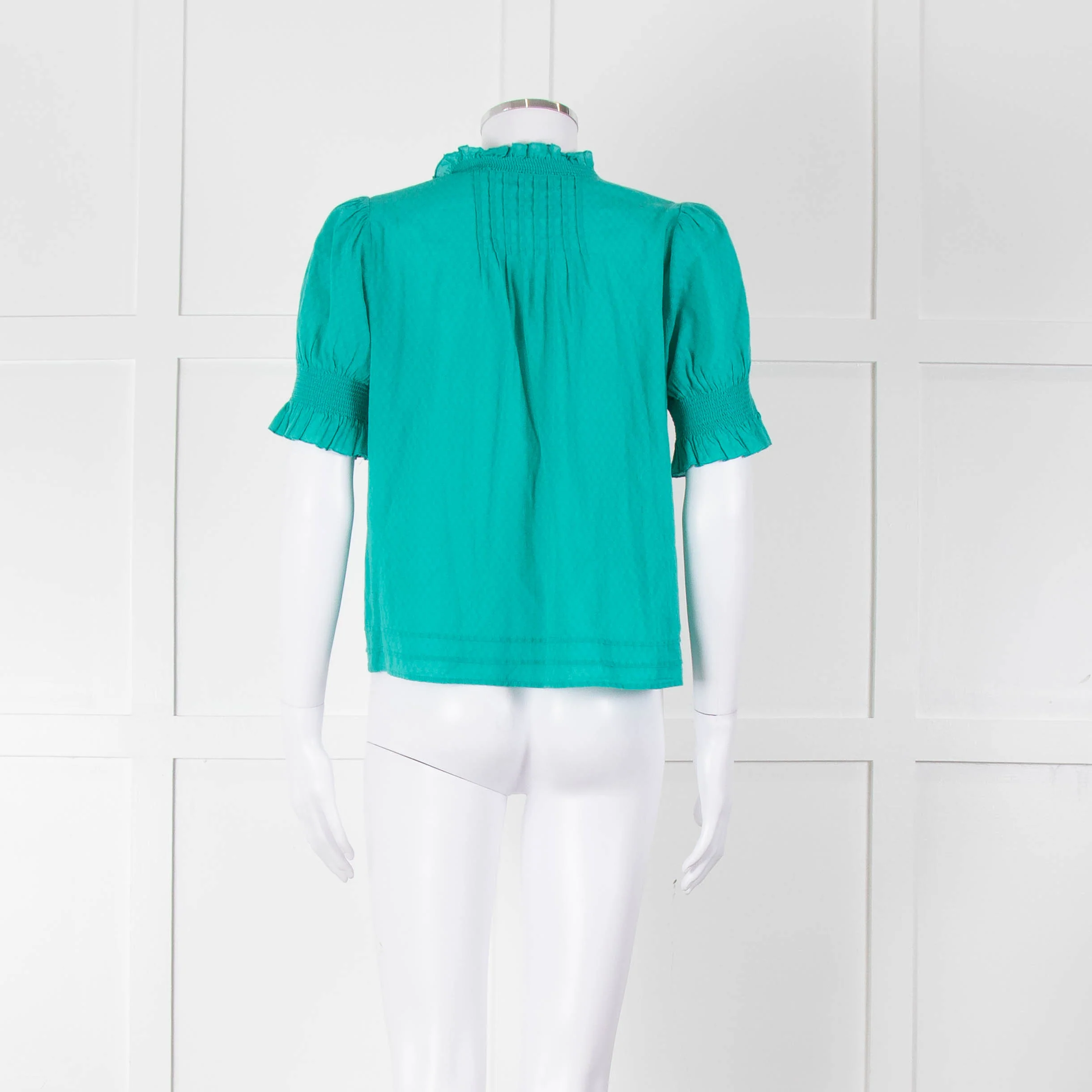 See By Chloe Turquoise Ruffle Front Short Sleeve Blouse - Image 5