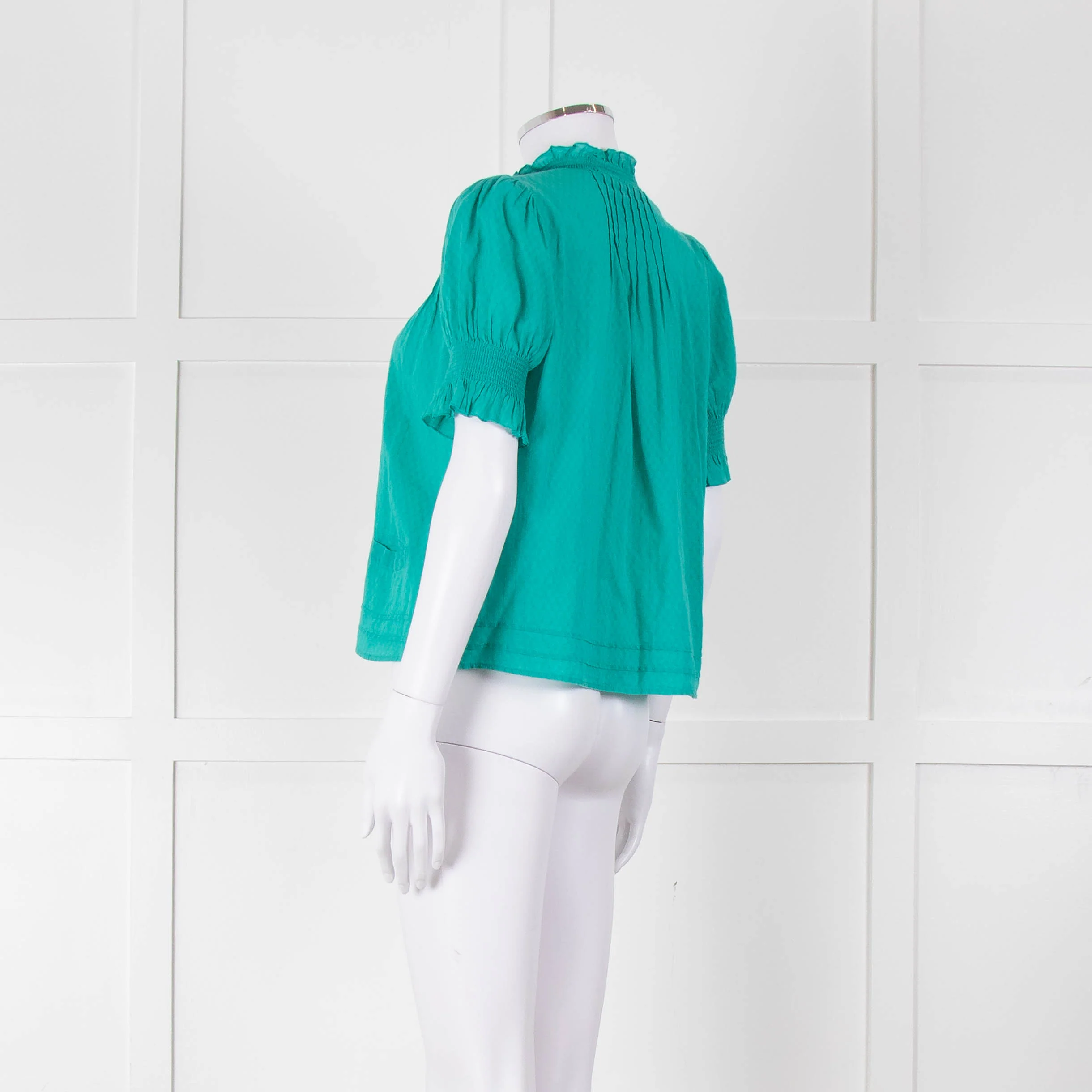 See By Chloe Turquoise Ruffle Front Short Sleeve Blouse - Image 6