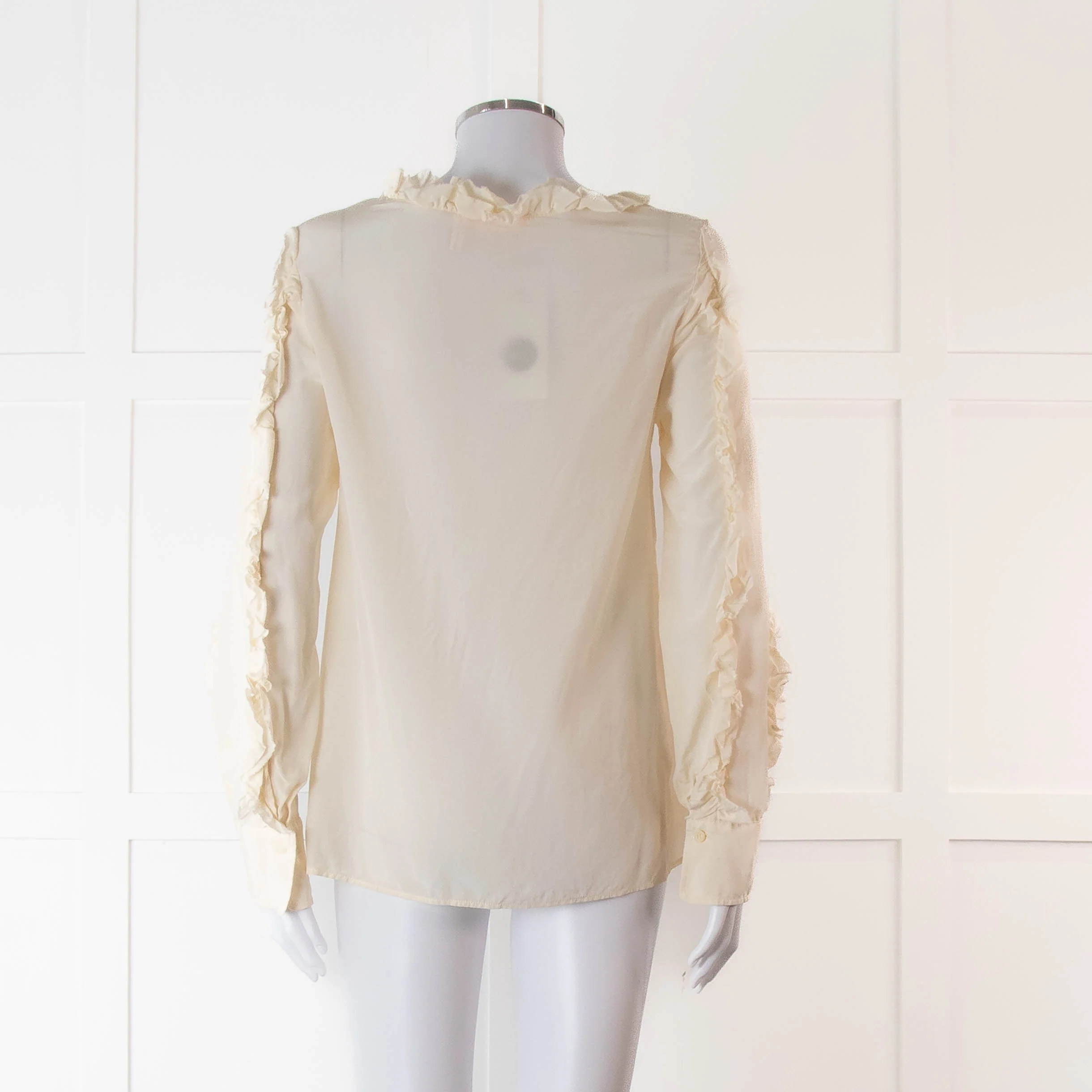SeeByChloe Cream Silk Round Neck Long Sleeve With Ruffle Detailing - Image 5