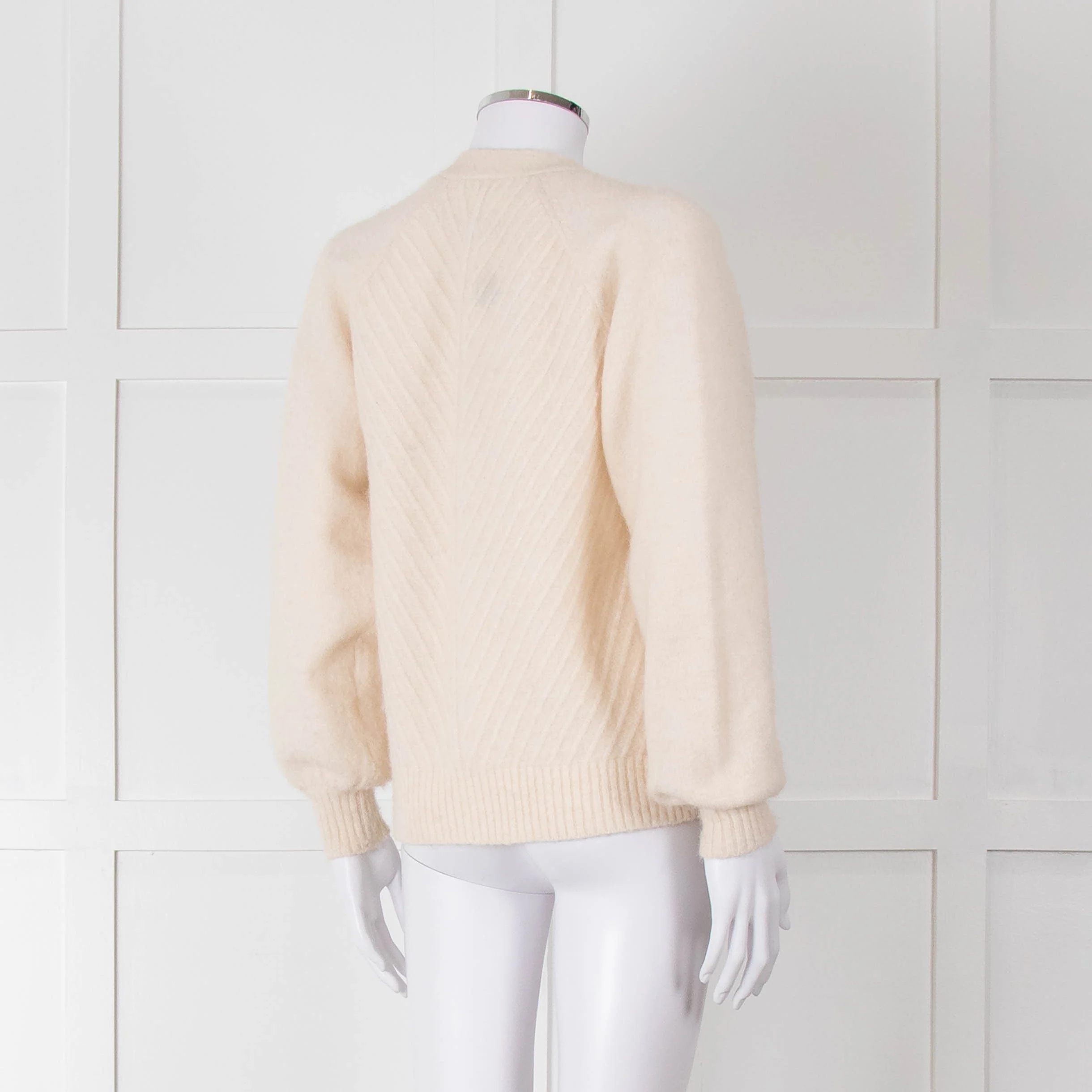 Selected Femme Cream Chevron Knit Alpaca Mix Cardigan - Image 4
