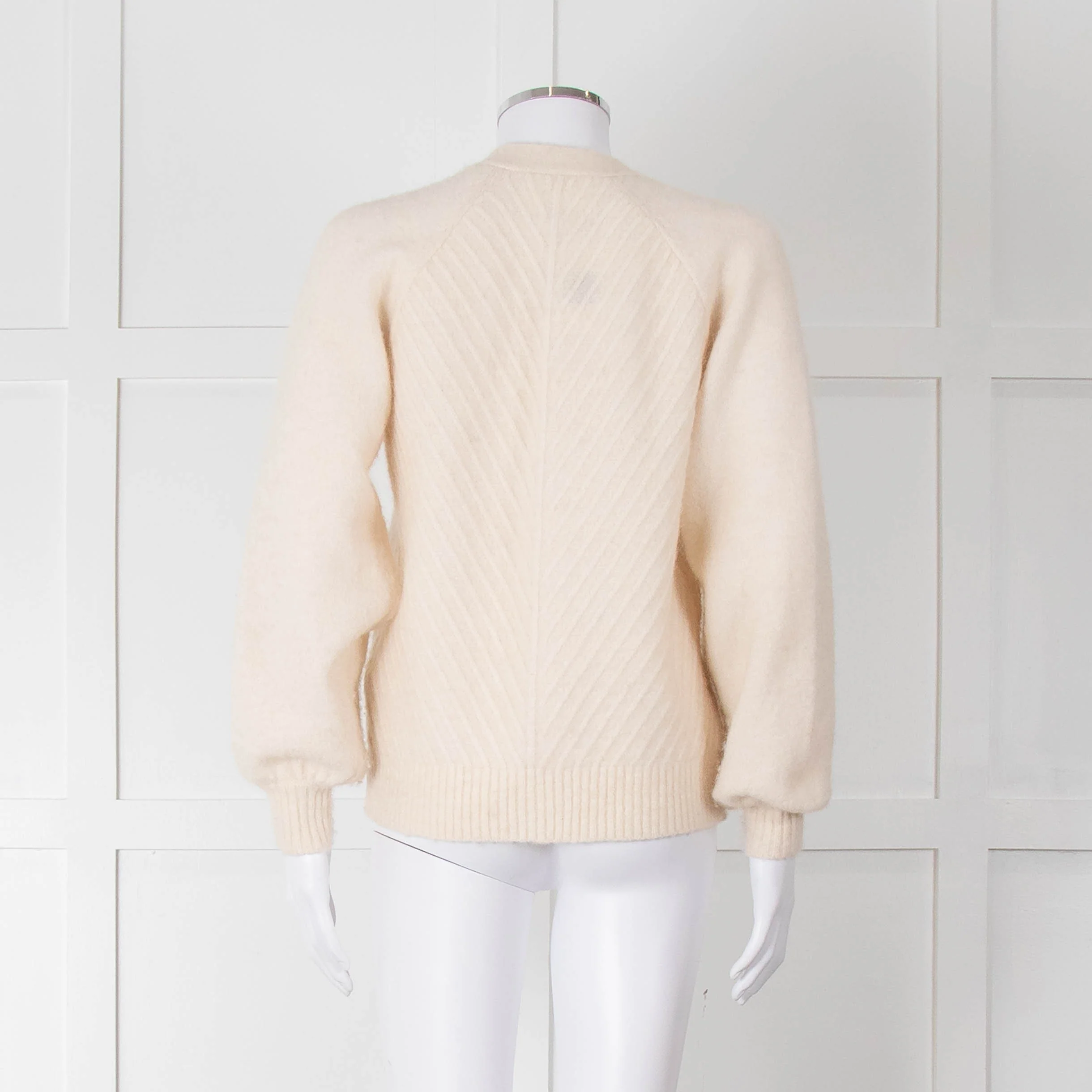 Selected Femme Cream Chevron Knit Alpaca Mix Cardigan - Image 5