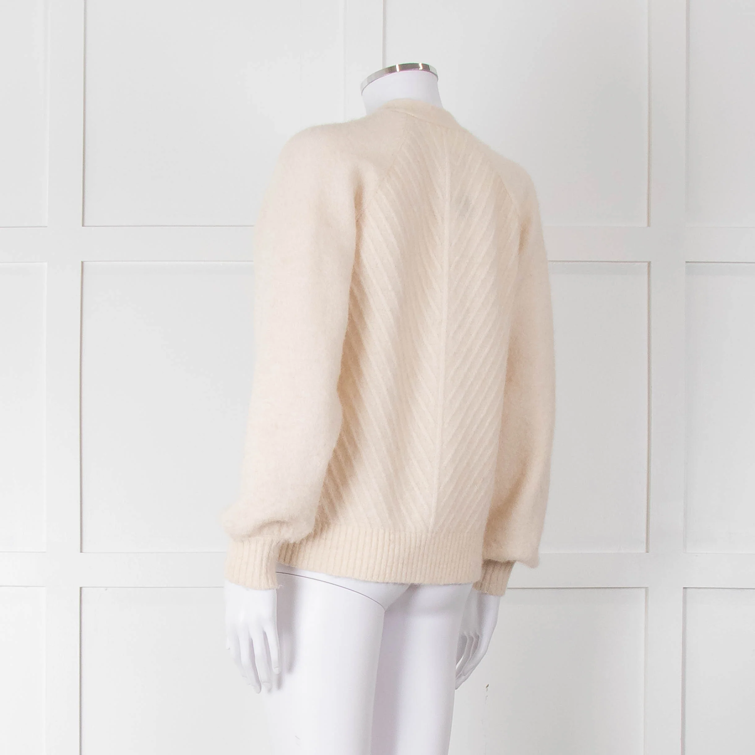 Selected Femme Cream Chevron Knit Alpaca Mix Cardigan - Image 6