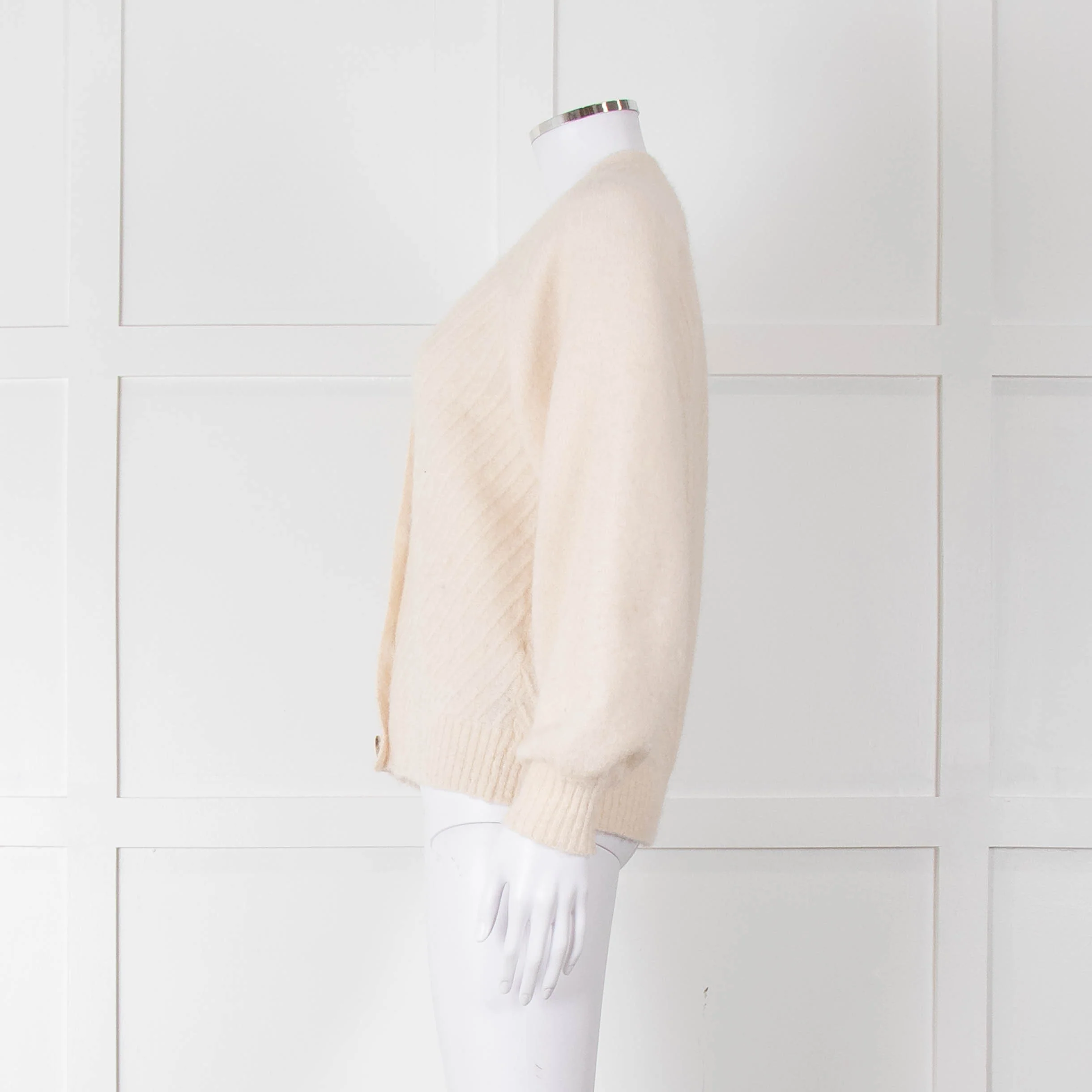Selected Femme Cream Chevron Knit Alpaca Mix Cardigan - Image 7