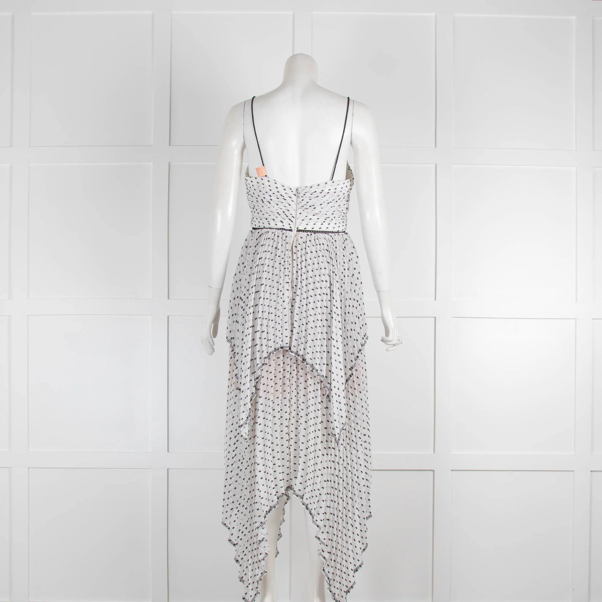 Self Portrait Black and White Polka Dot Chiffon Tiered Dress - Image 2