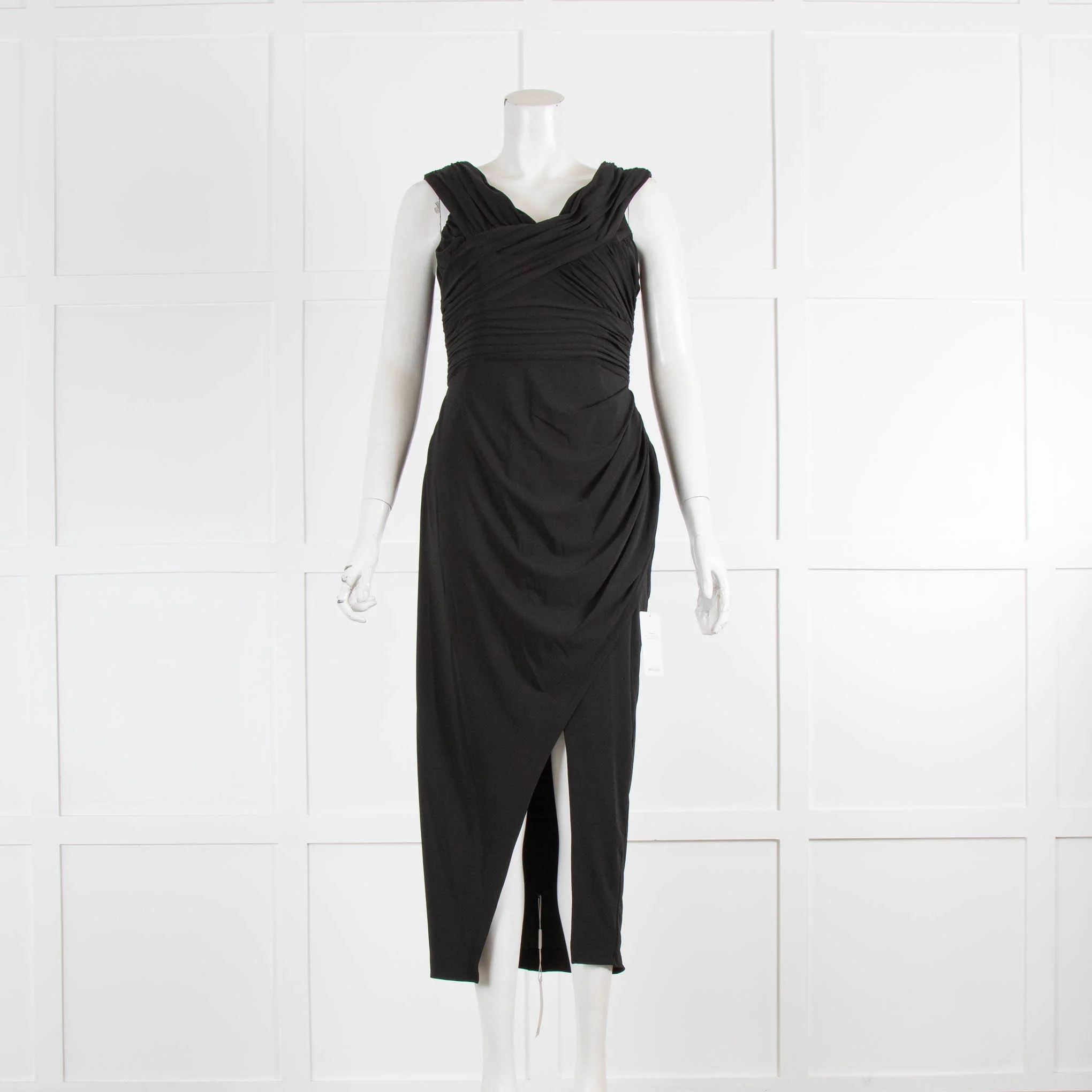 Self-Portrait Black Crossover Midi Dress